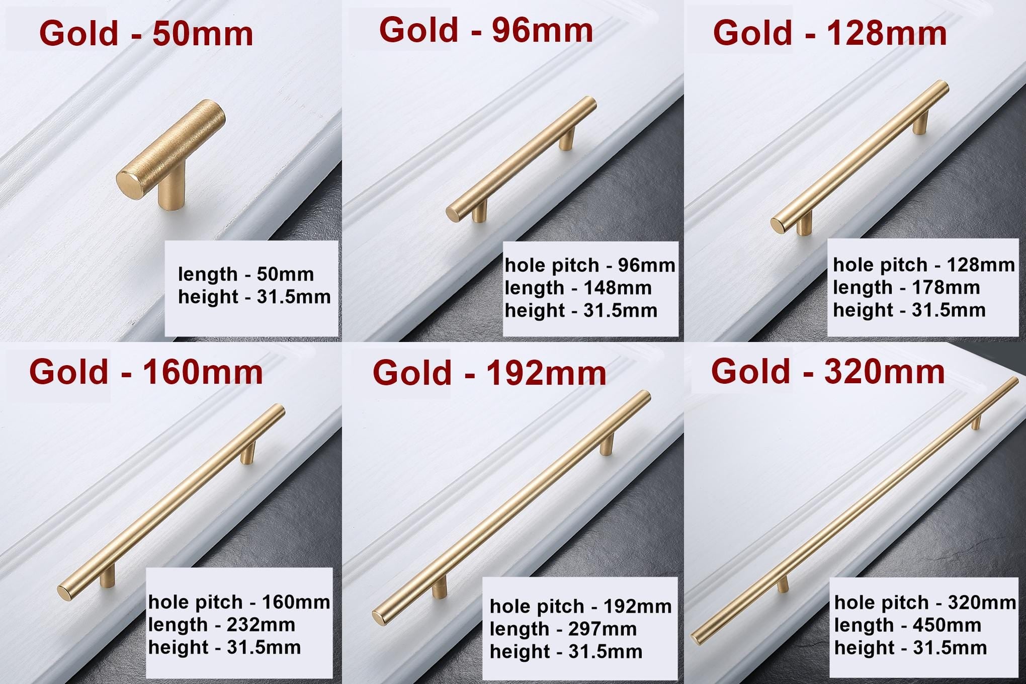 Alloy Round Cabinet Pulls & Knobs - Matte Gold Finish for Cabinets - Black - 128mm / 1pc