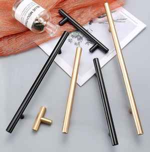 Alloy Round Cabinet Pulls & Knobs - Matte Gold Finish for Cabinets - Black - 160mm / 1pc