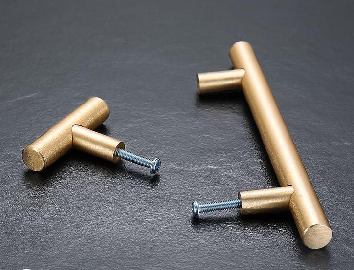 Alloy Round Cabinet Pulls & Knobs - Matte Gold Finish for Cabinets - Black - 320mm / 1pc