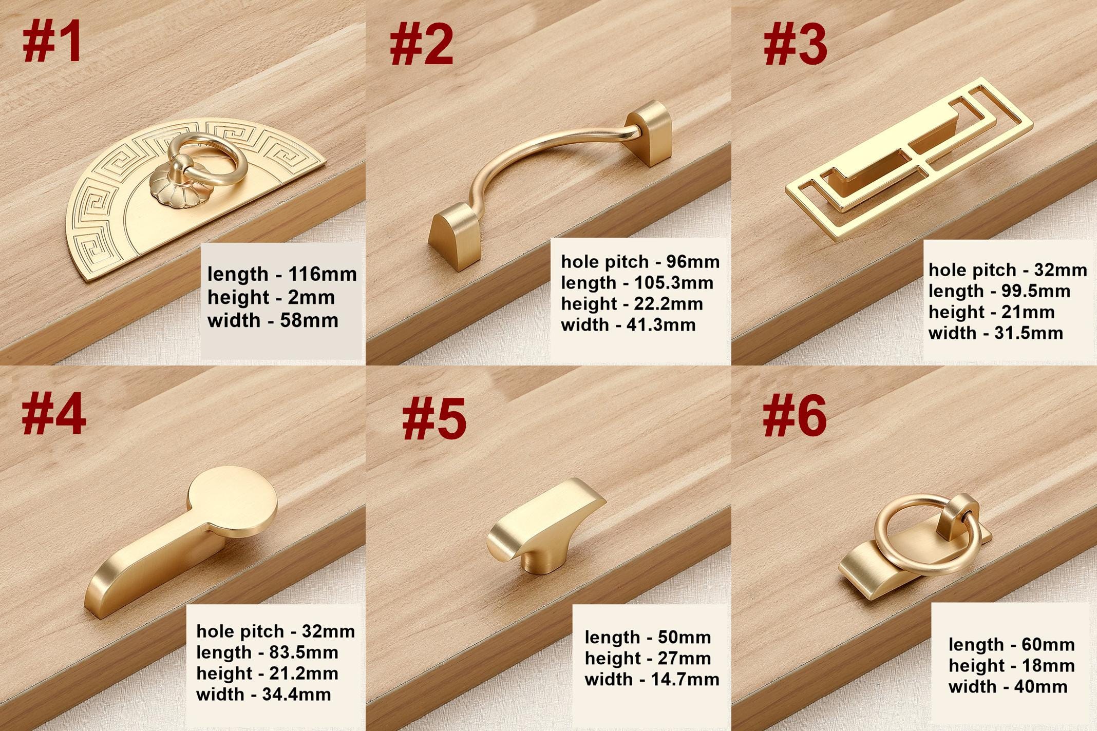 Alloy Round Cabinet Ring Pulls - Matte Gold Finish for Wardrobes - #2 / 1pc