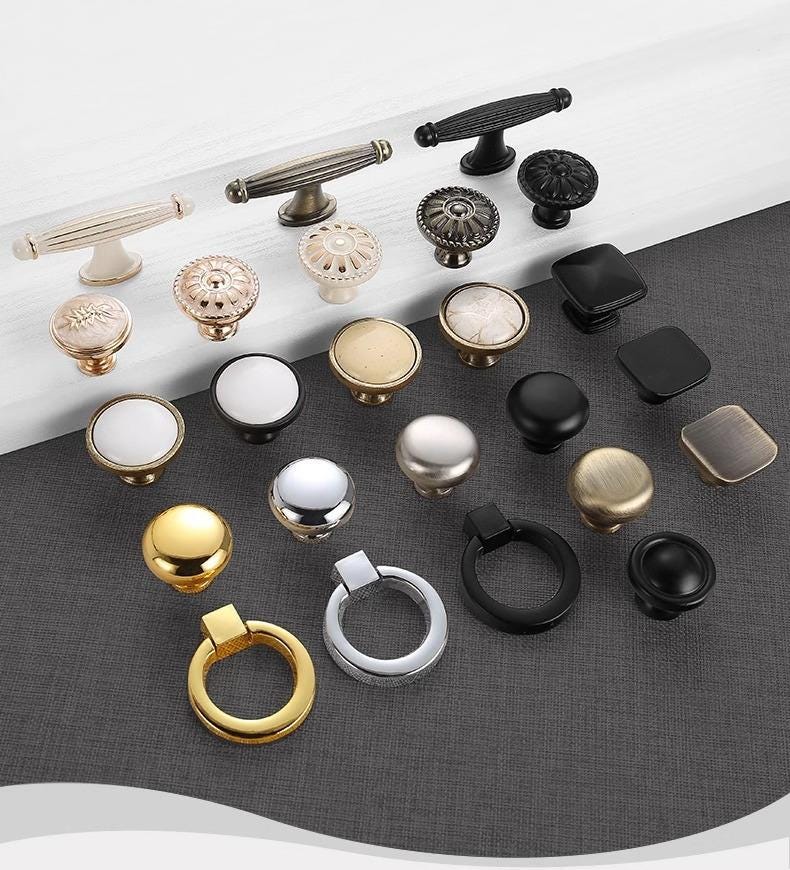 Alloy Square Cabinet Ring Pulls - Matte Gold Finish for Wardrobes - #1 Black / 1pc
