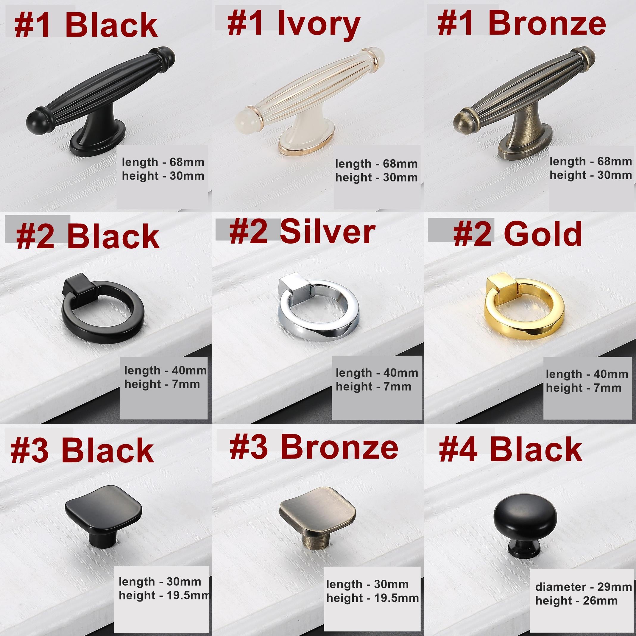 Alloy Square Cabinet Ring Pulls - Matte Gold Finish for Wardrobes - #1 Ivory / 1pc