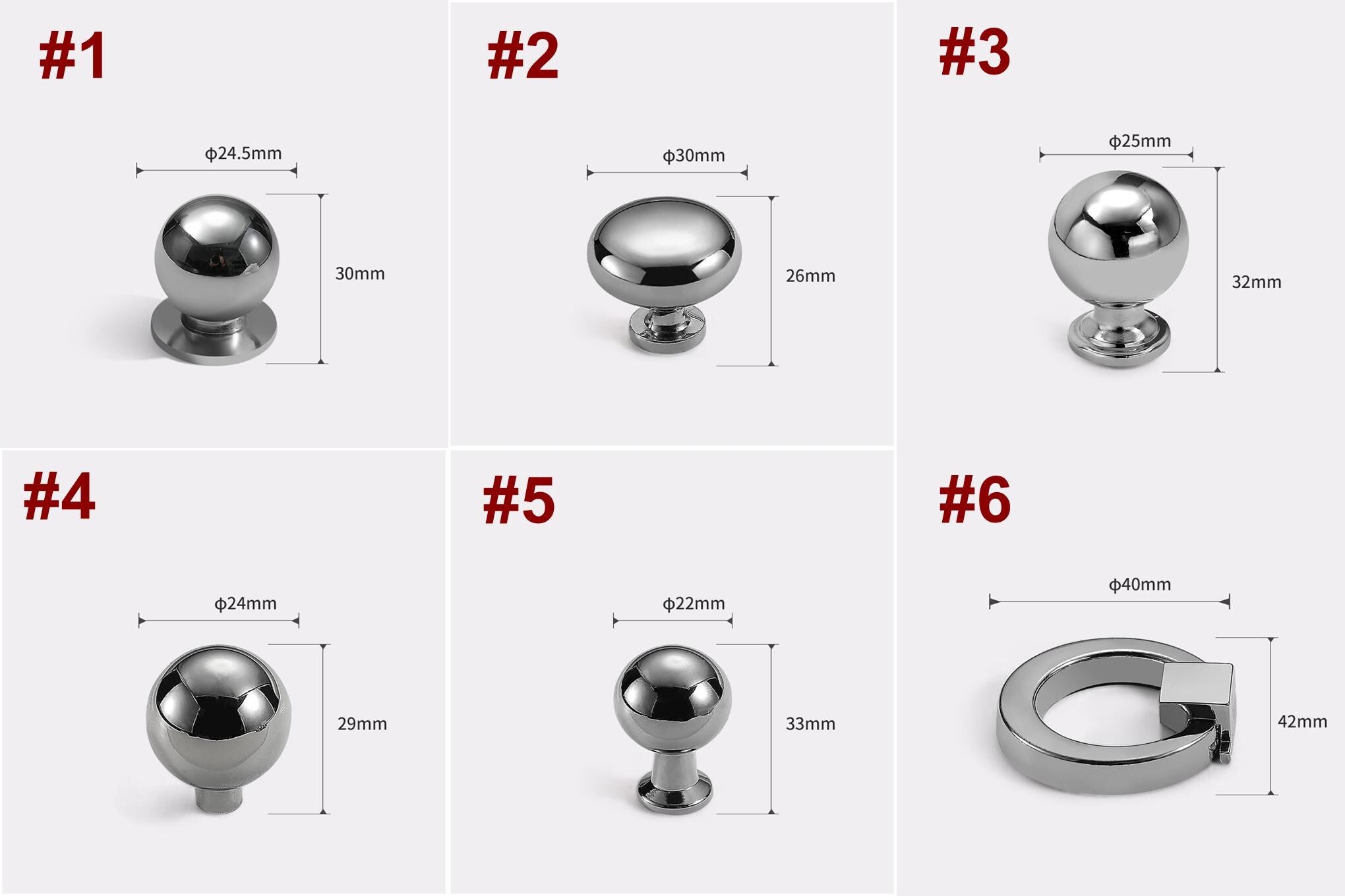Alloy Vintage Cabinet Pulls & Knobs - Chrome Finish for Wardrobes - #2 / 1pc