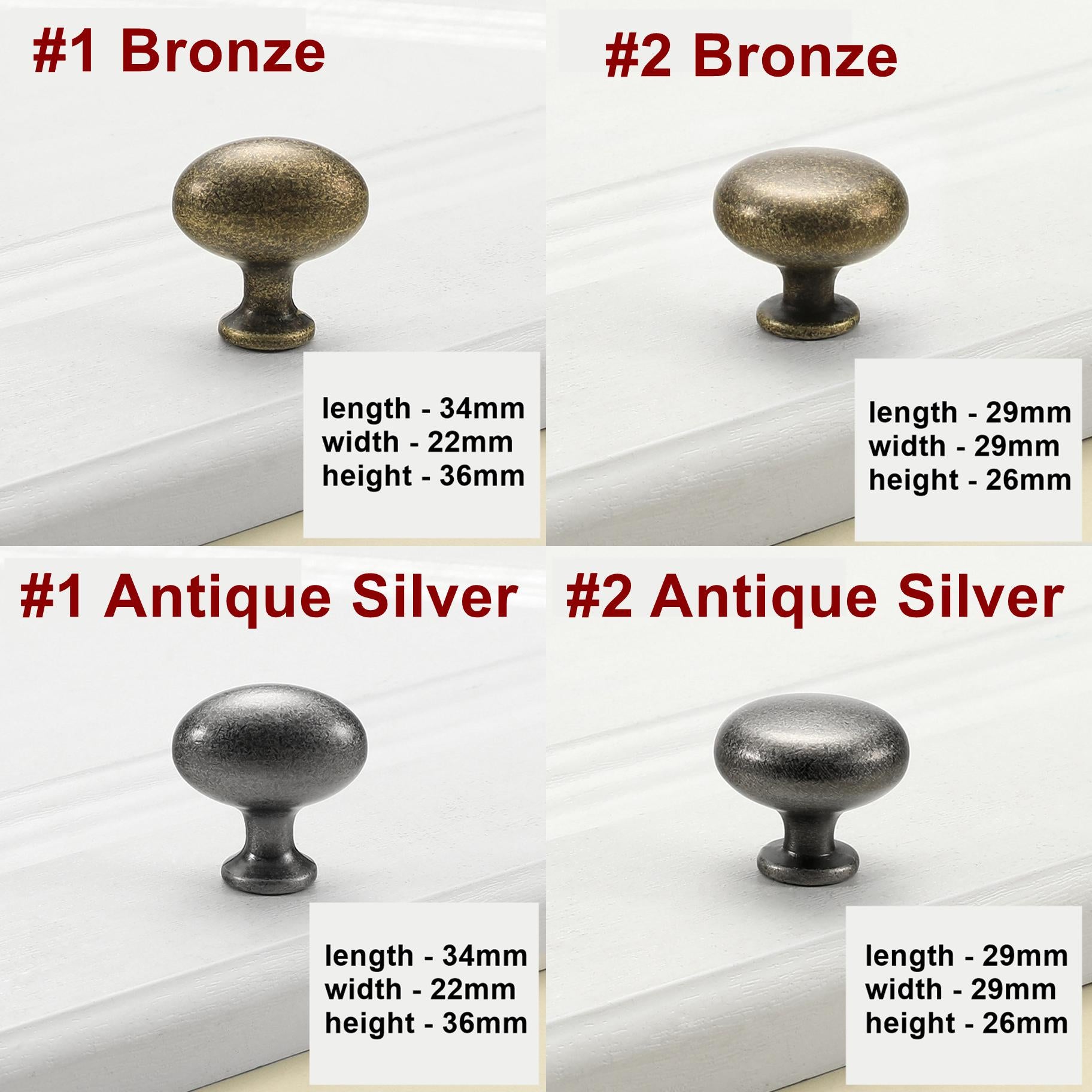 Alloy Vintage Cabinet Pulls & Knobs - Silver Finish for Wardrobes - #1 Antique Silver / 1pc