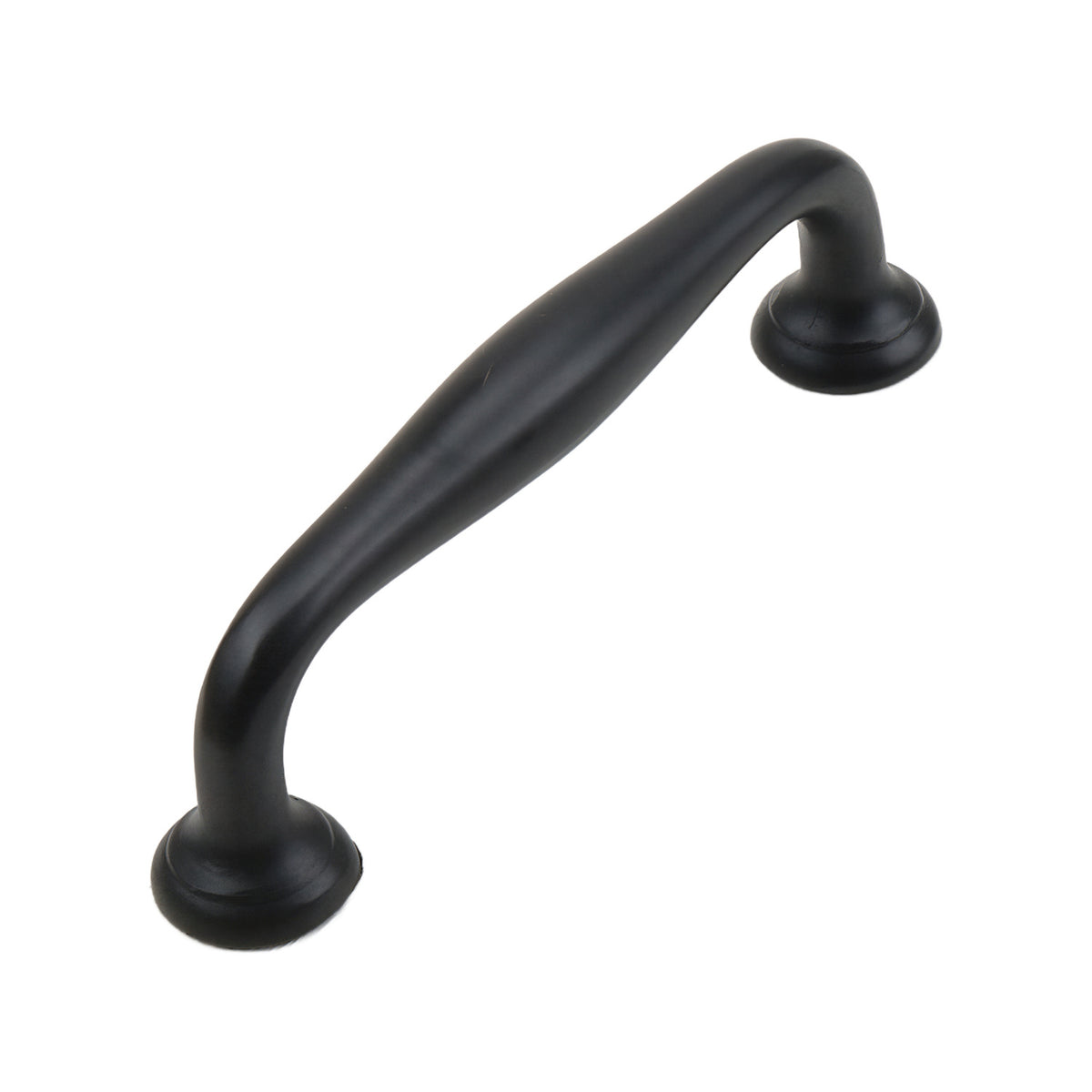 Black bar pull with an angled tapered grip and curved ends, 96 mm, option No. 2.