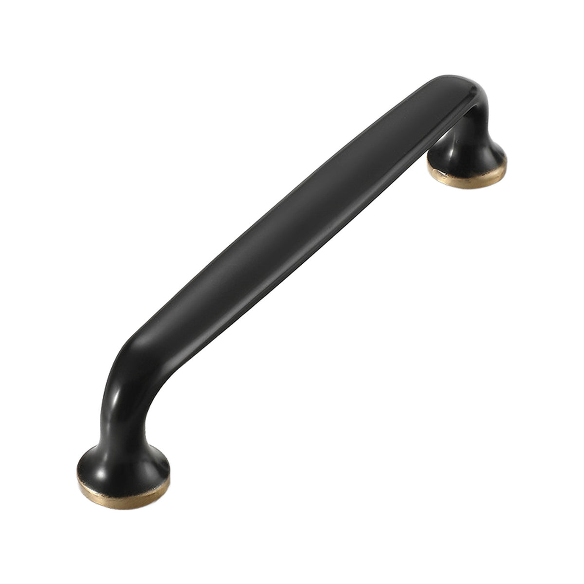 Black curved bar pull with round mounts, 128 mm, option No. 18.