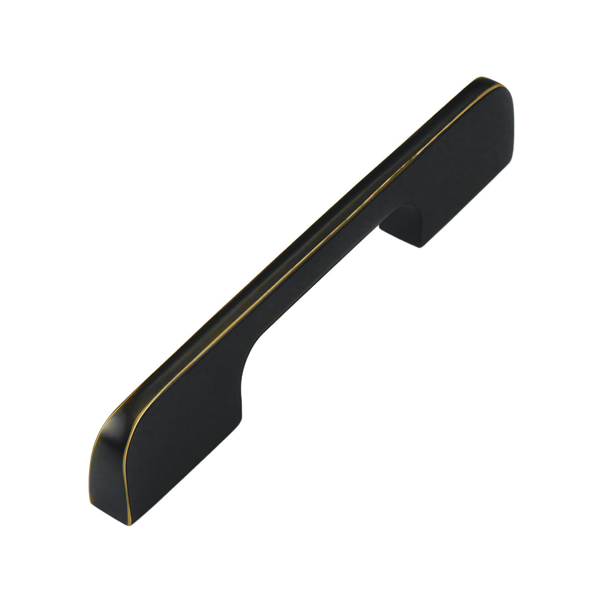 Black curved bar pull with gold-tone edges, 96 mm, option No. 14.