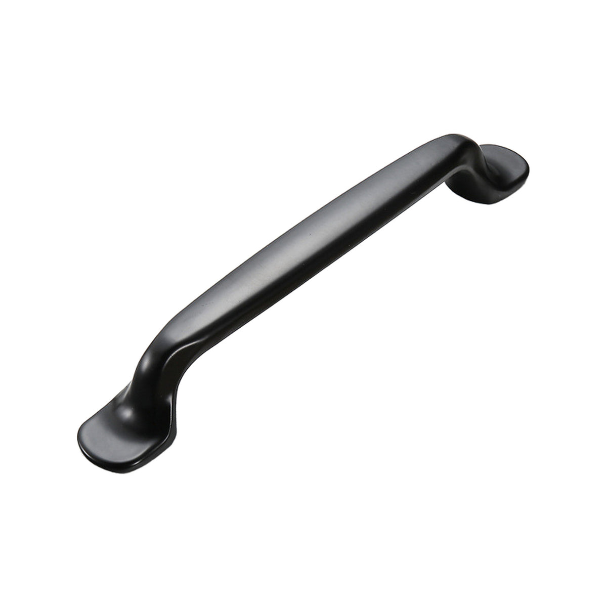 Black curved bar pull with rounded feet, option No. 9, 128 mm.