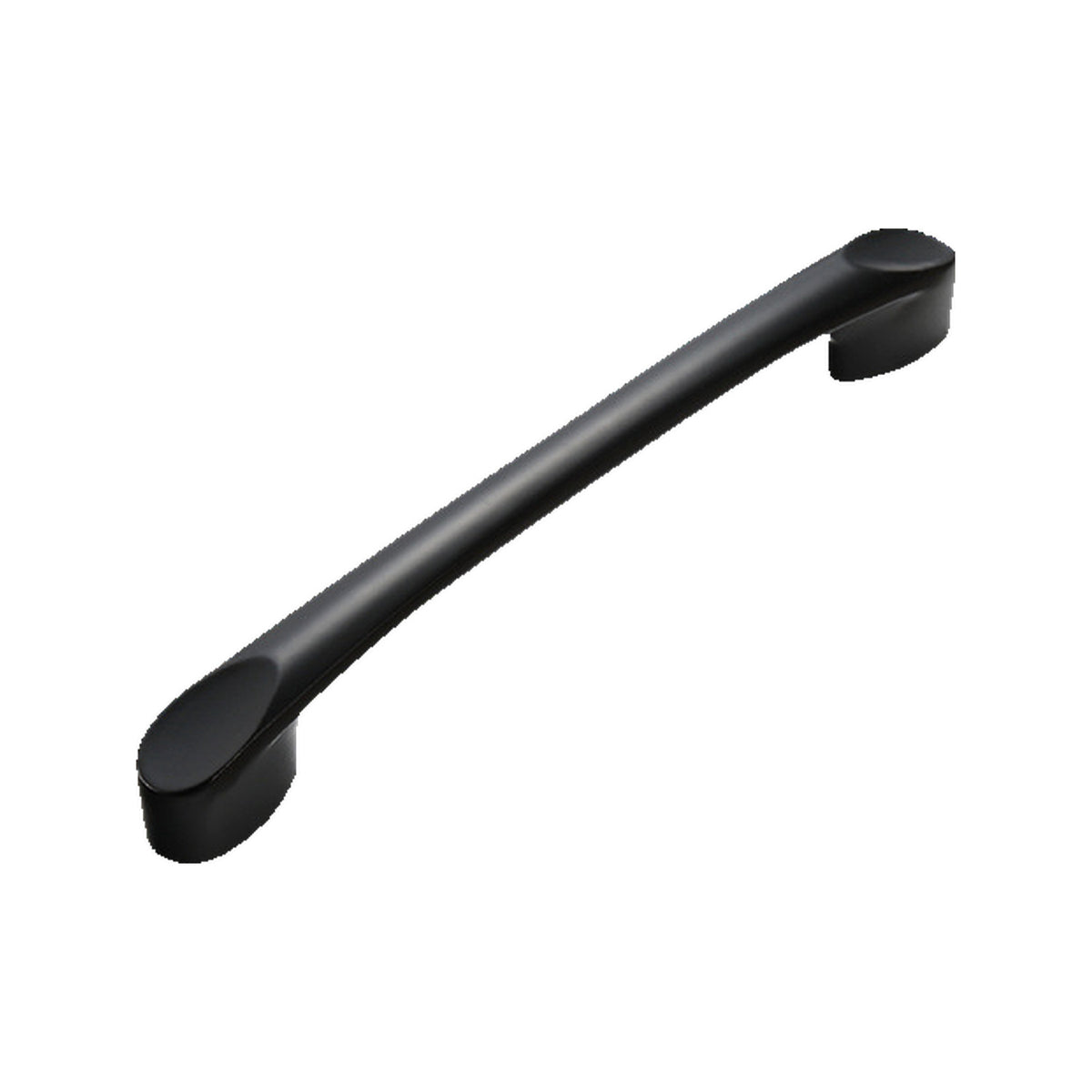 Black curved bar pull with rounded oval ends, option No. 11, 96 mm.