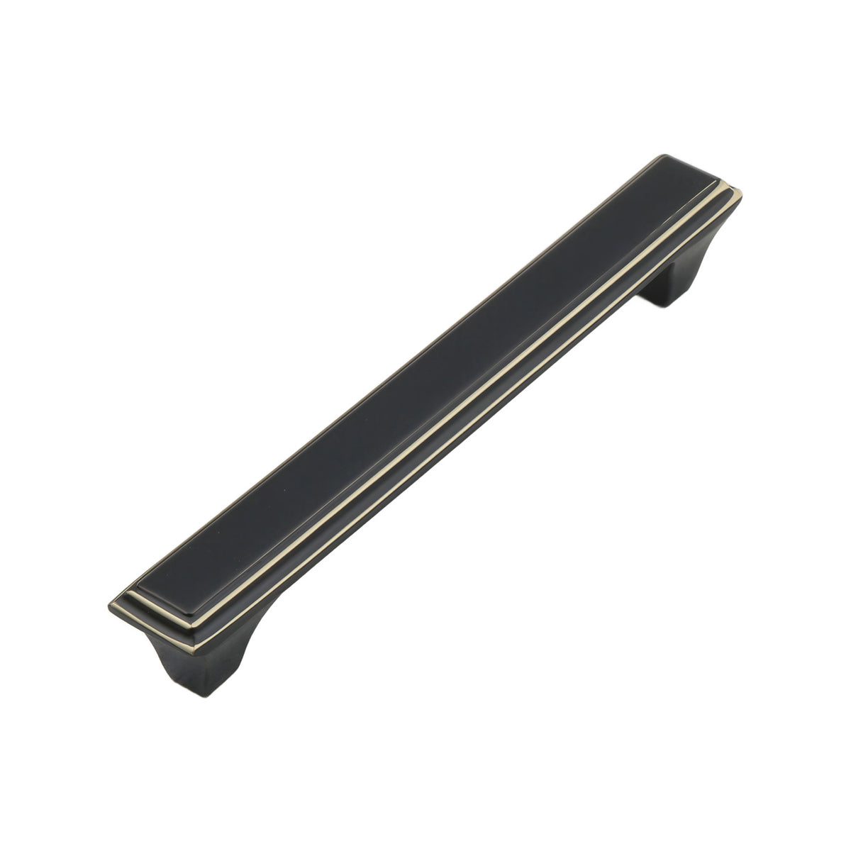 Black rectangular bar pull with gold-tone trim, option No. 1, 154 mm.