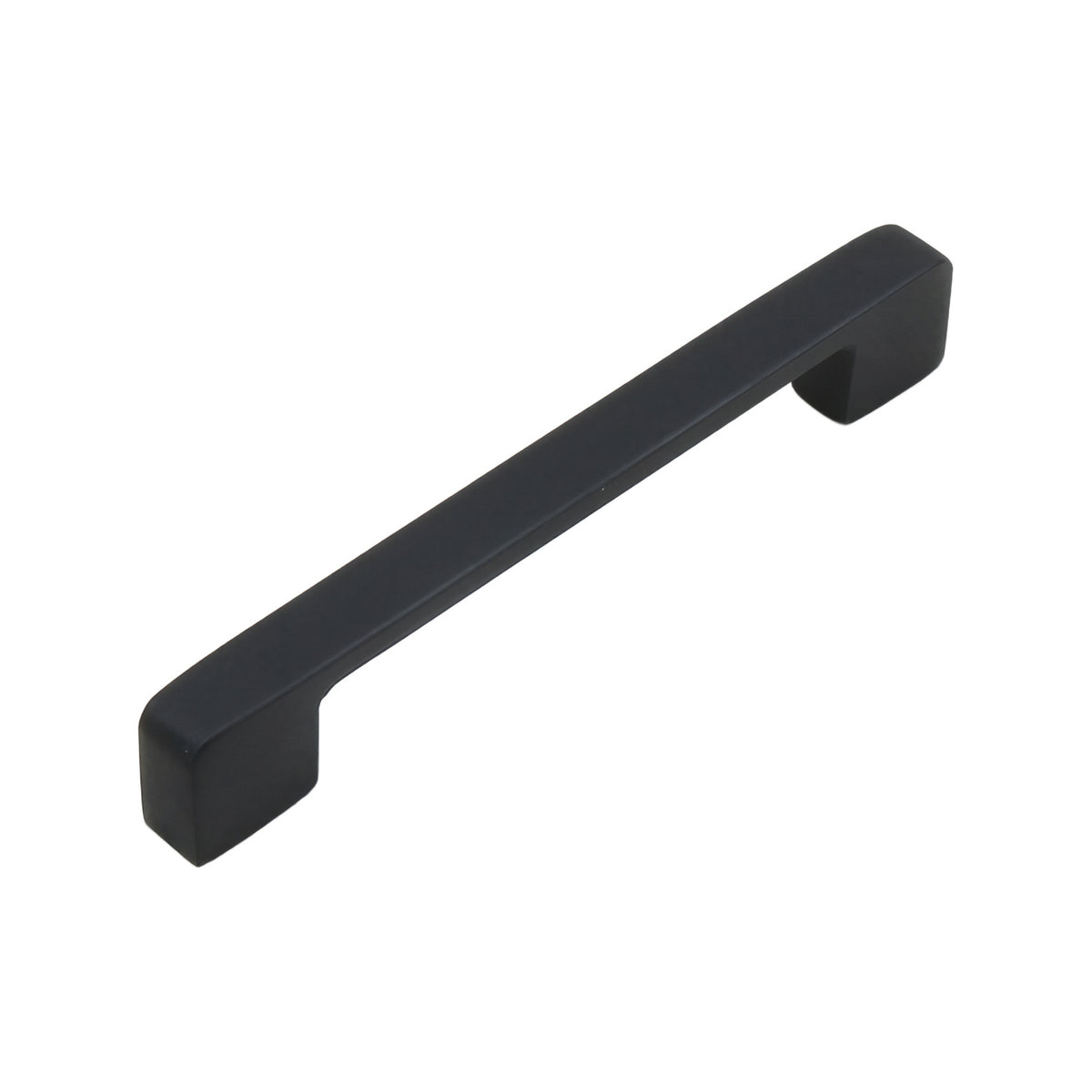 Black straight bar pull with square ends and a slim highlighted edge, 128 mm, option No. 3.