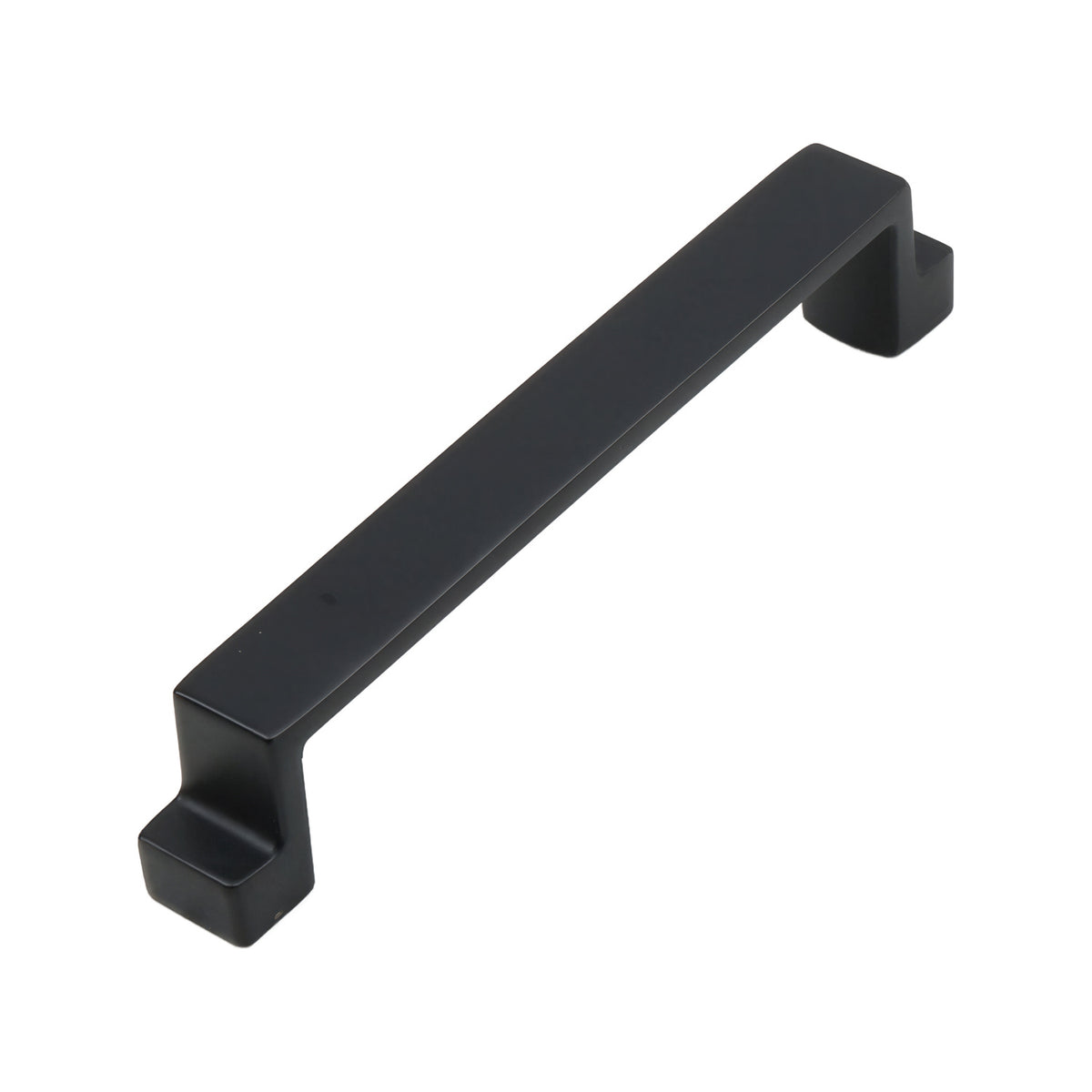 Black straight rectangular bar pull with stepped mounts, 128 mm, option No. 2.