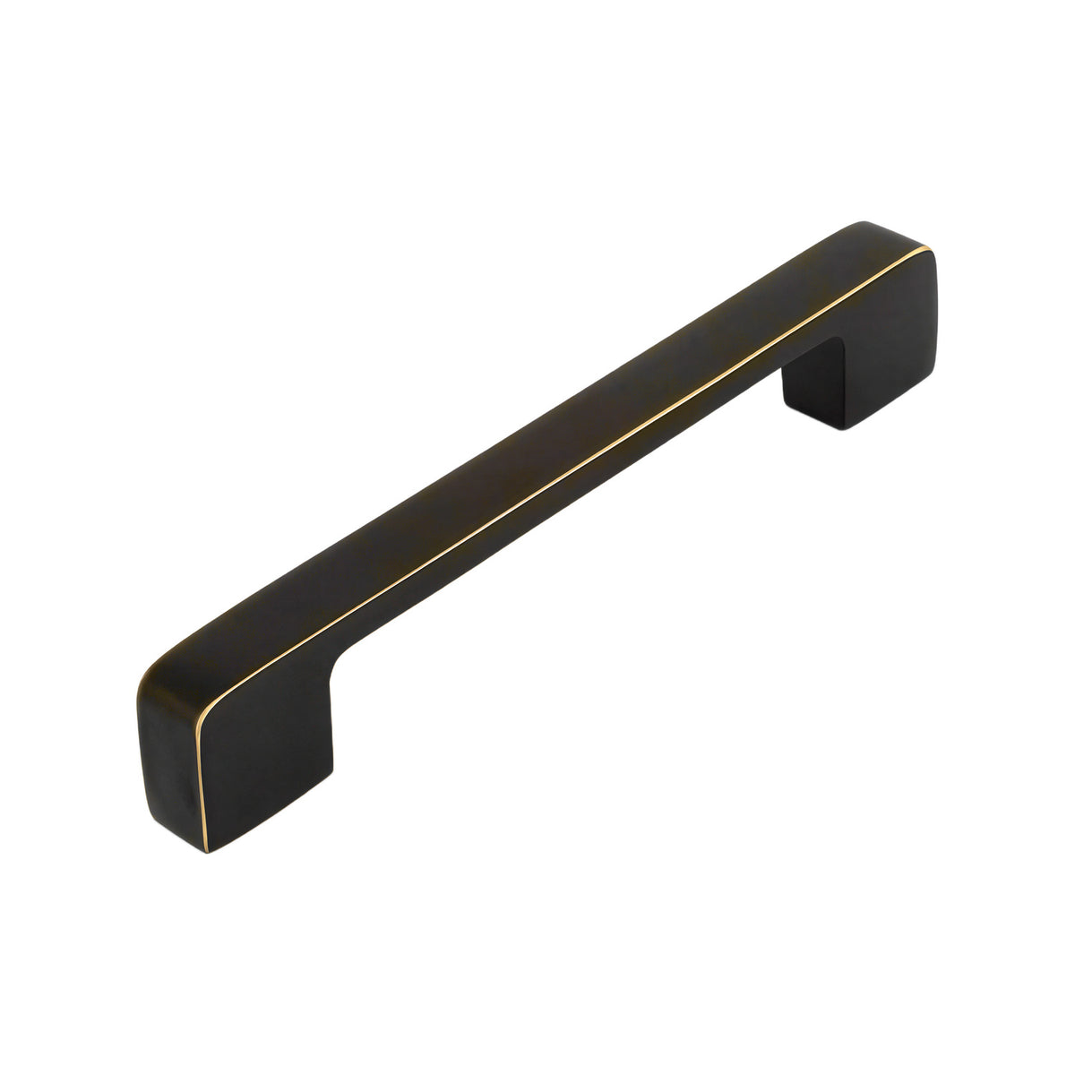 Black straight bar pull with square ends, 96 mm.