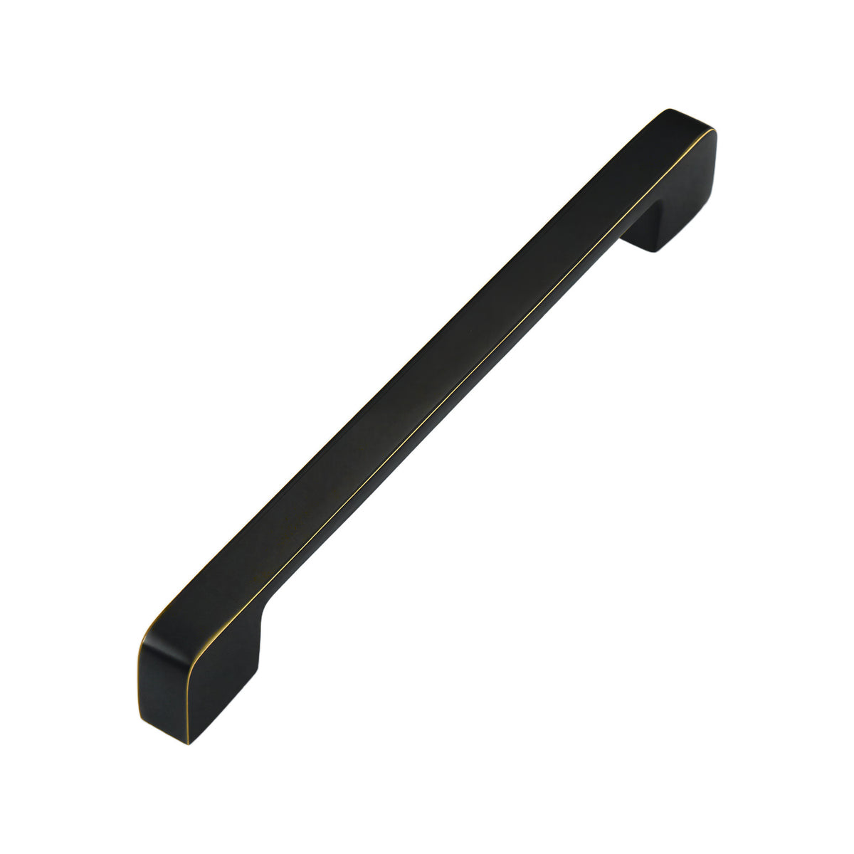 Black straight bar pull with squared ends and gold-tone edges, 160 mm, option No. 12.
