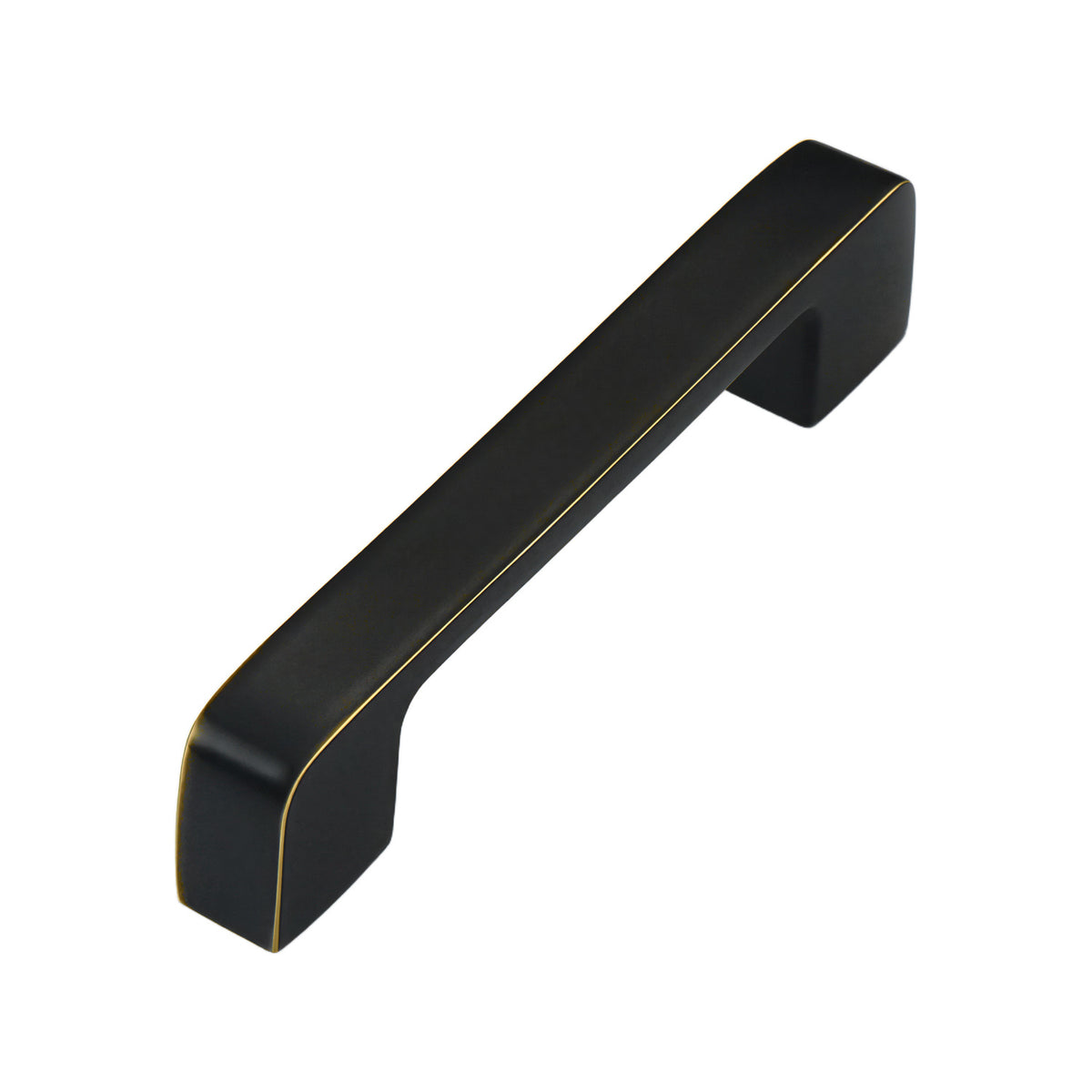 Black straight bar pull with squared ends and gold-tone edges, 96 mm, option No. 12.