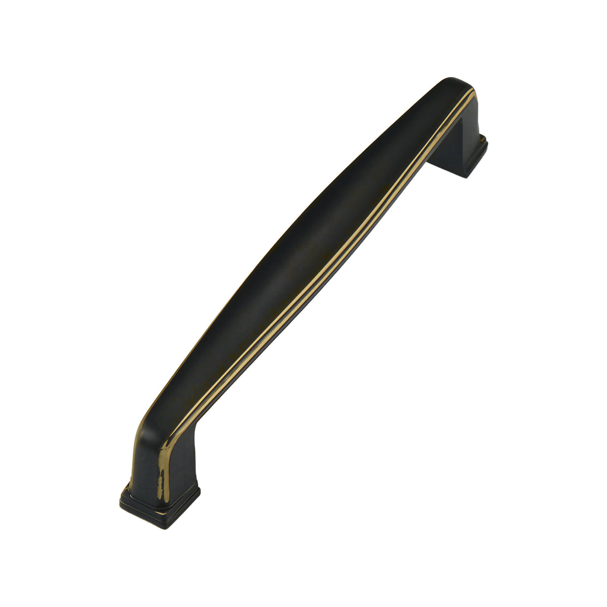 Black tapered bar pull with angled ends and gold-tone edges, 128 mm, option No. 13.