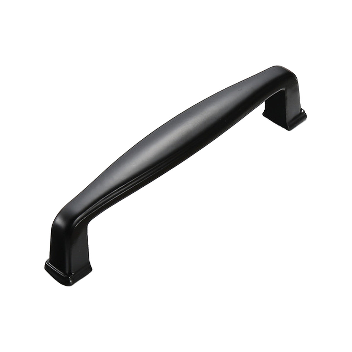 Black bar pull with a tapered ribbed grip and square bases, option No. 8, 96 mm.