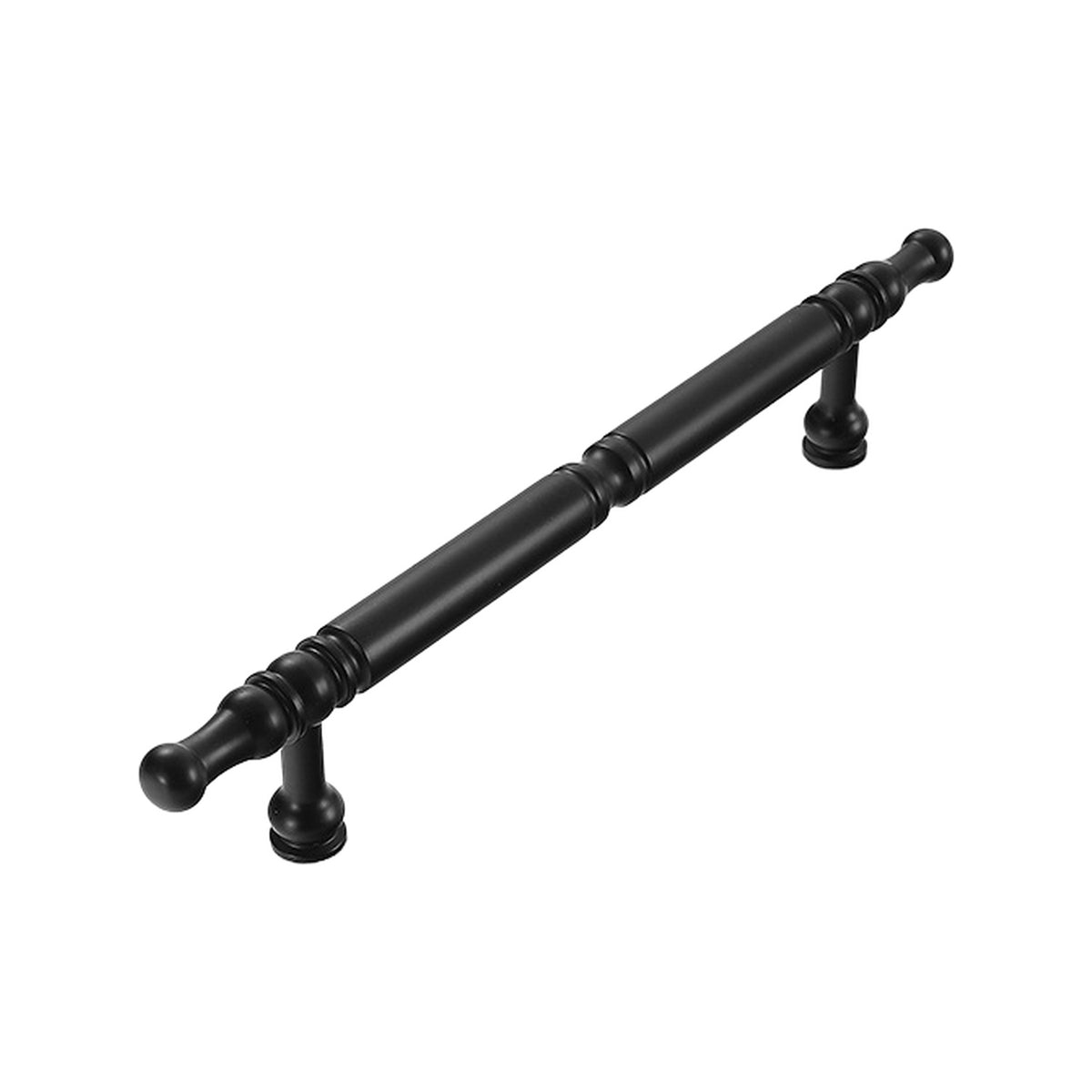Black turned bar pull with decorative finials, 128 mm, option No. 3.