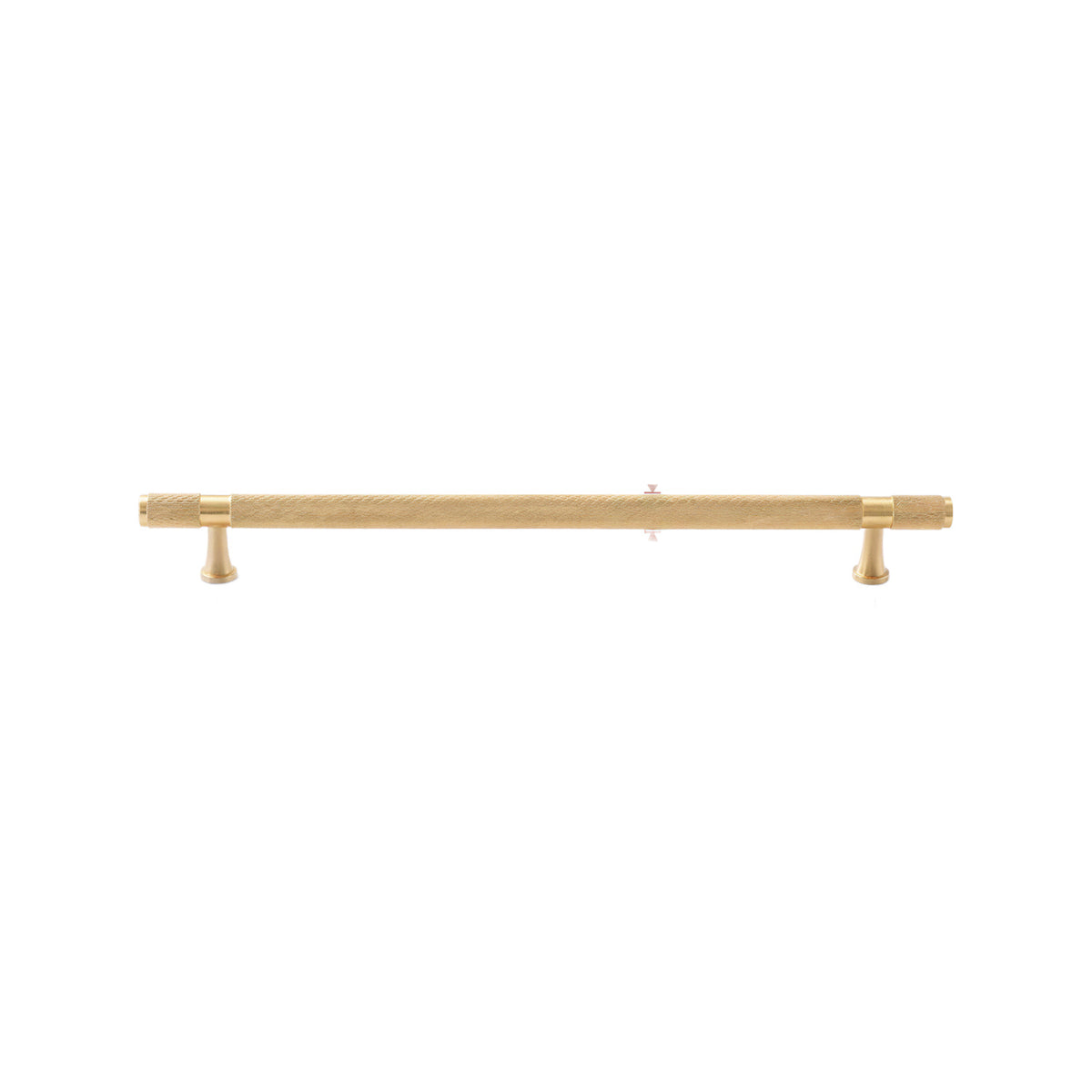 Brass-tone bar pull with a knurled body and flared mounting feet, 224 mm, option No. 9.