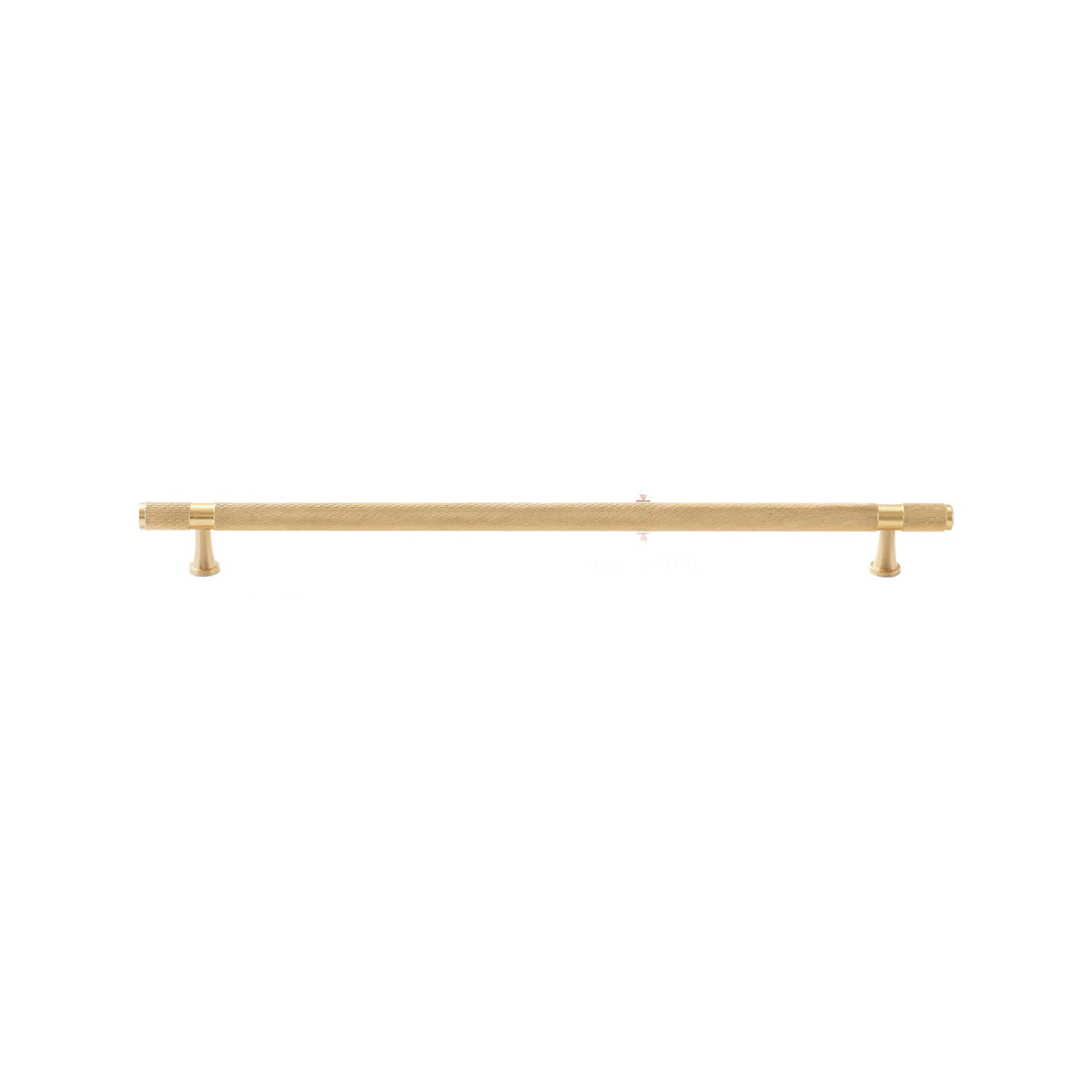 Brass-tone bar pull with a knurled body and flared mounting feet, 320 mm, option No. 9.