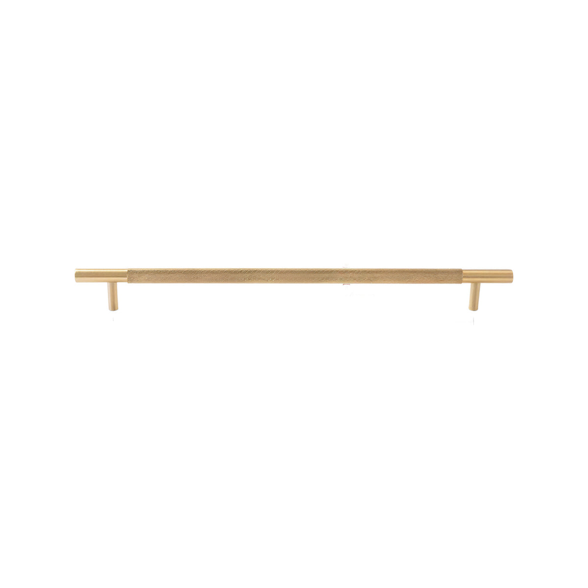 Brass-tone bar pull with a knurled central grip and smooth ends, 320 mm, option No. 8.