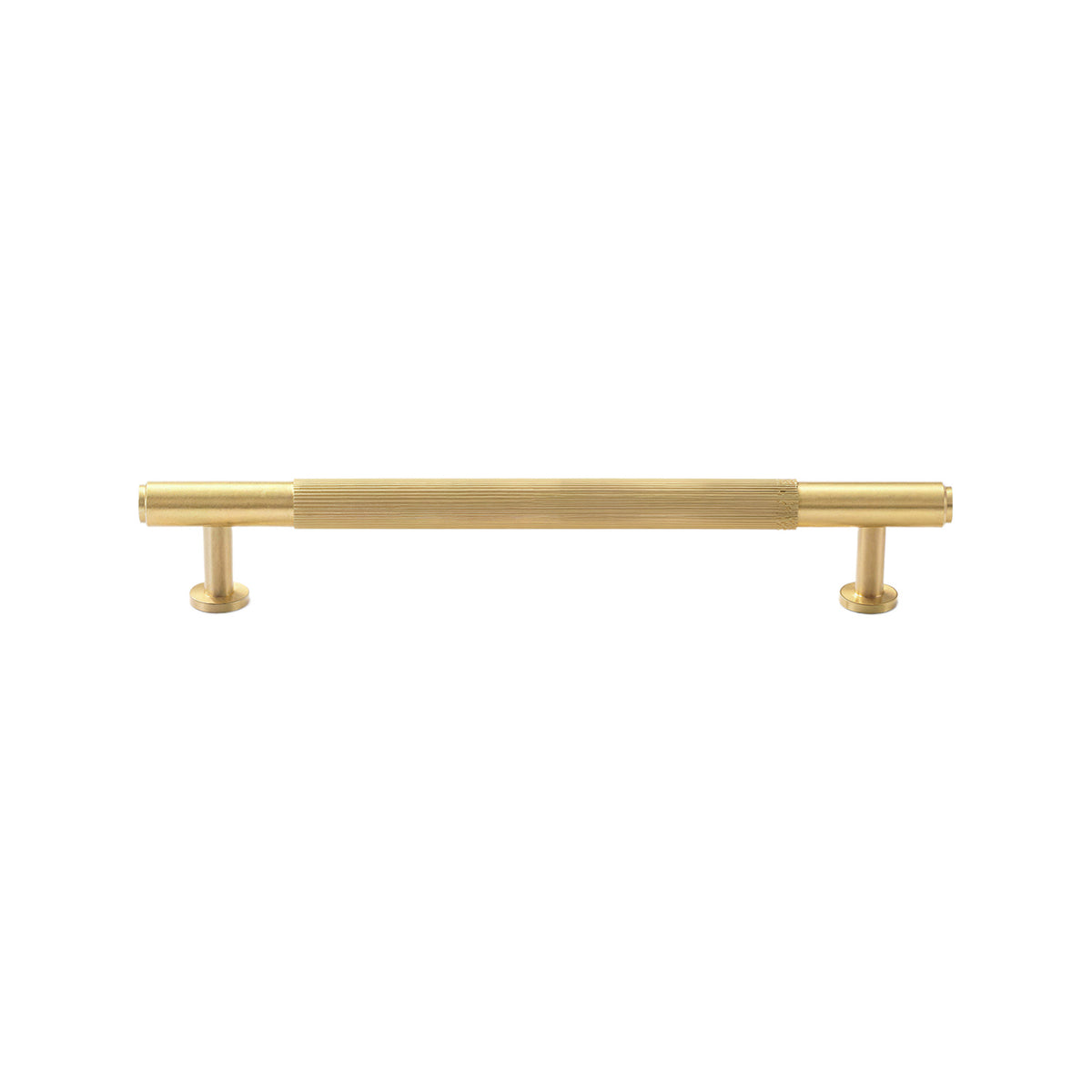 Brass-tone bar pull with a ribbed central grip and smooth ends, 160 mm, option No. 7.