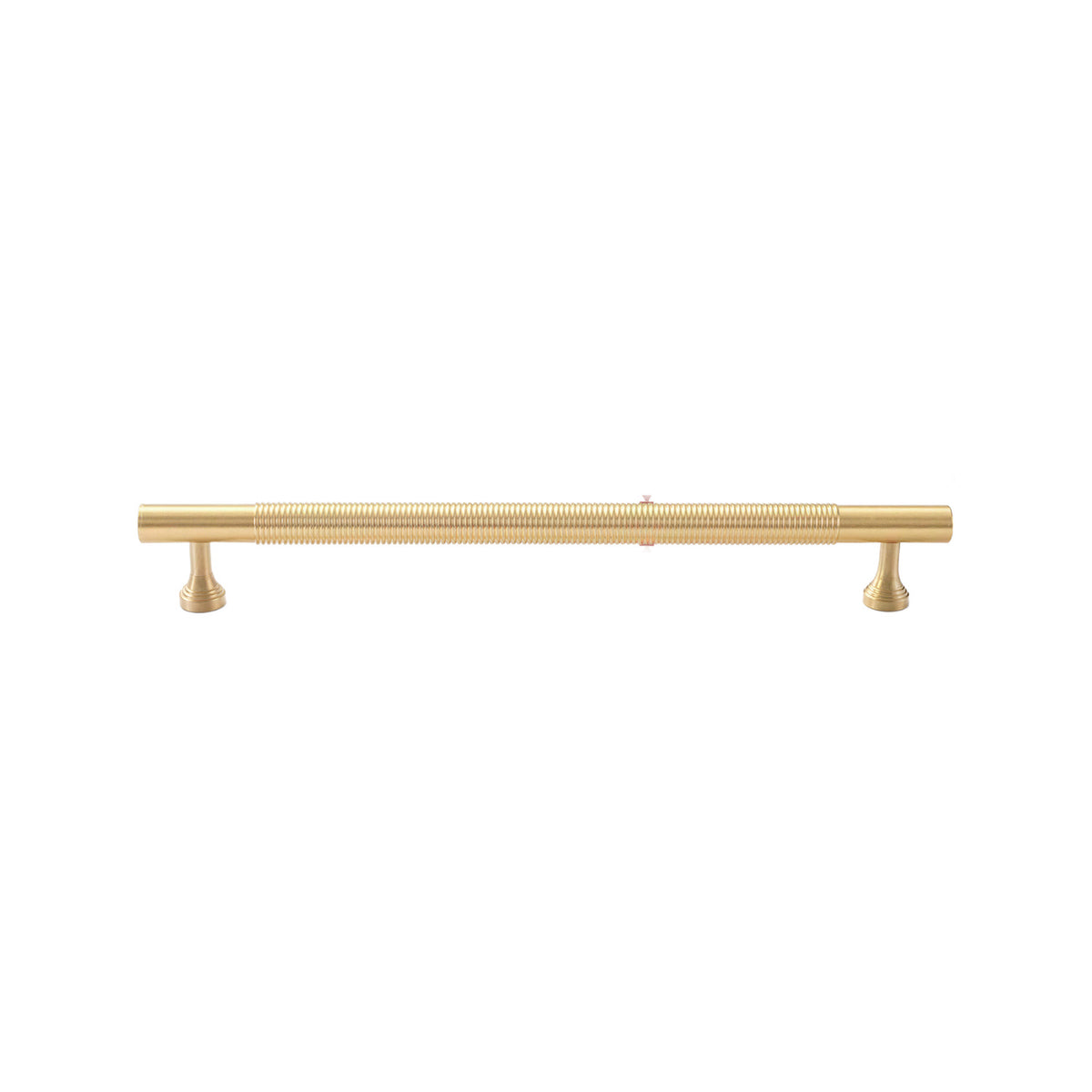 Brass-tone bar pull with a ring-ribbed center and stepped feet, 192 mm, option No. 10.