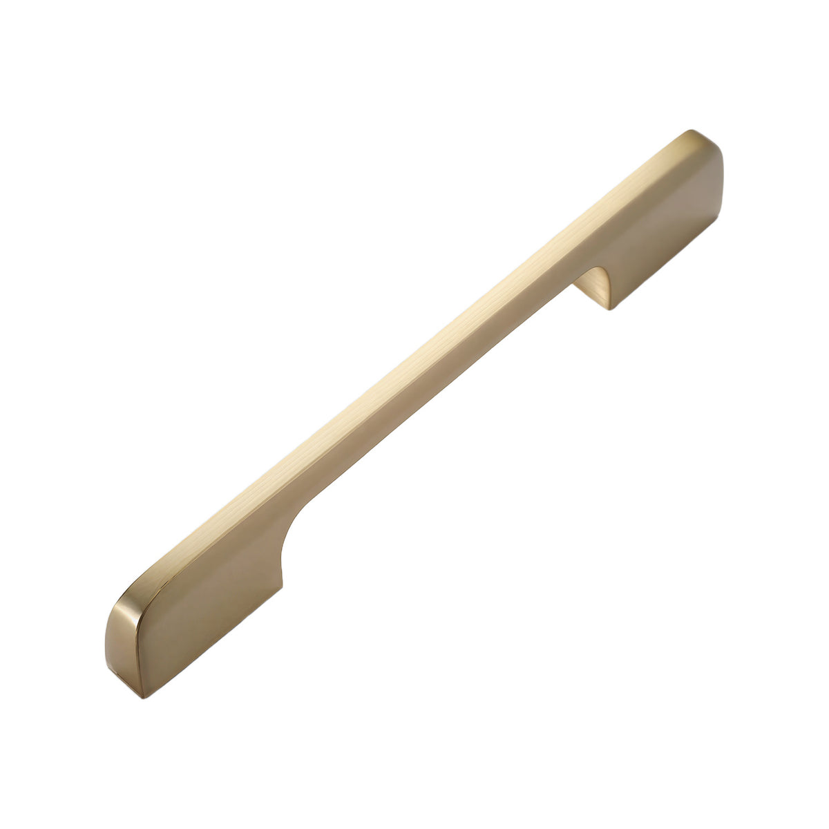 Brass-tone slim straight bar pull with rounded ends, 128 mm, option No. 12.