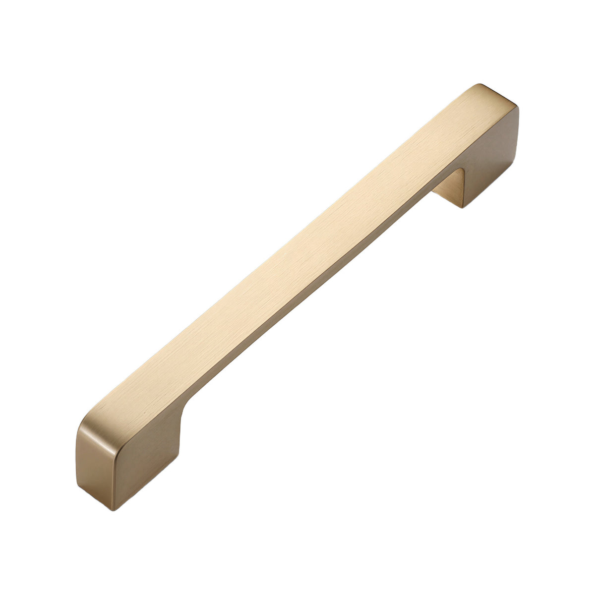 Brass-tone straight bar pull with square ends, 128 mm, option No. 10.