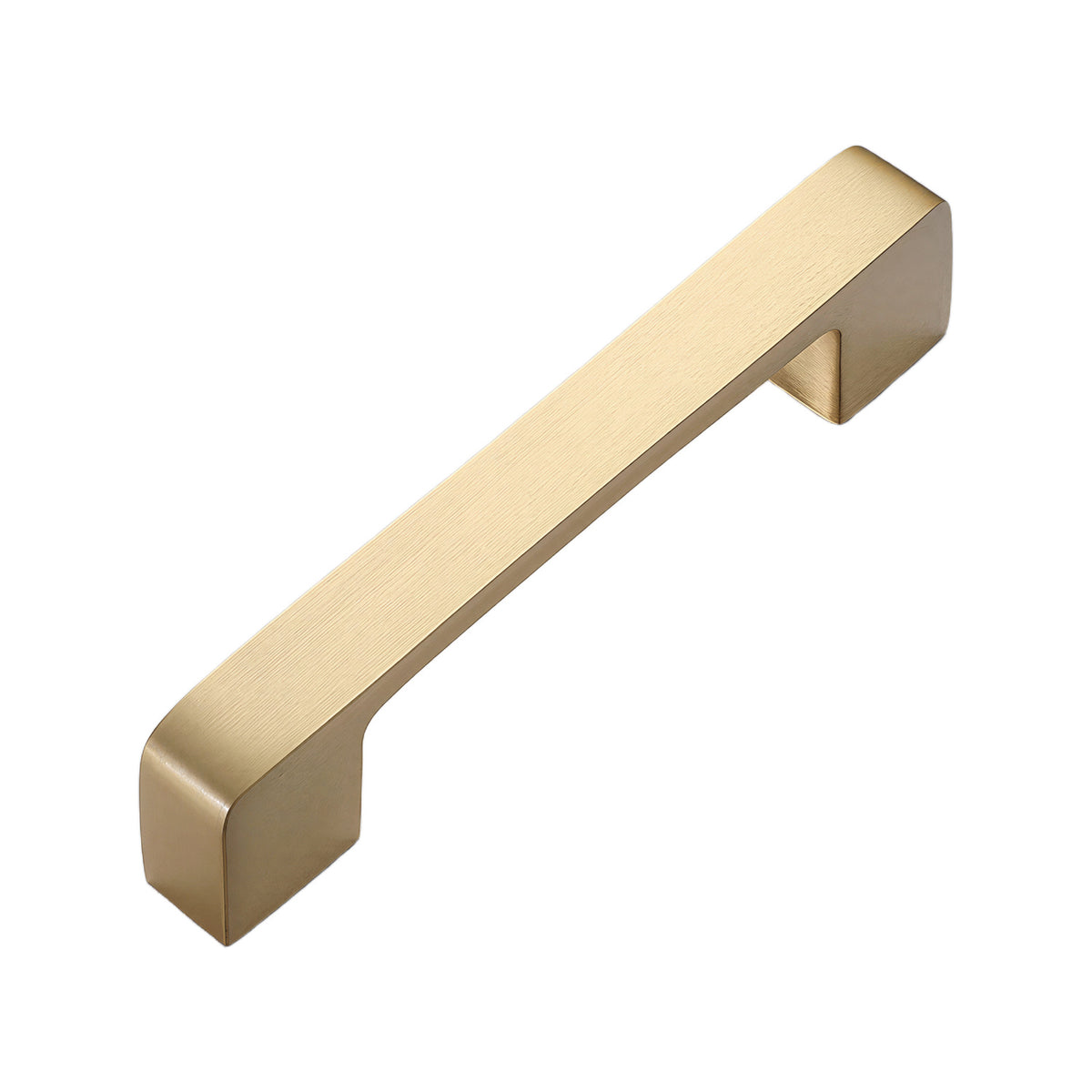 Brass-tone straight bar pull with square ends, 96 mm, option No. 10.