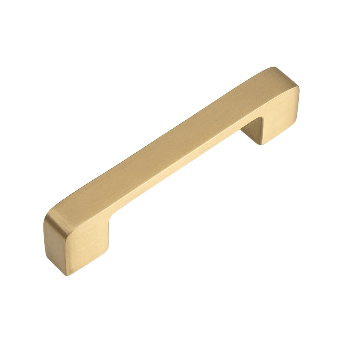 Brass-tone straight bar pull with squared ends, 96 mm.