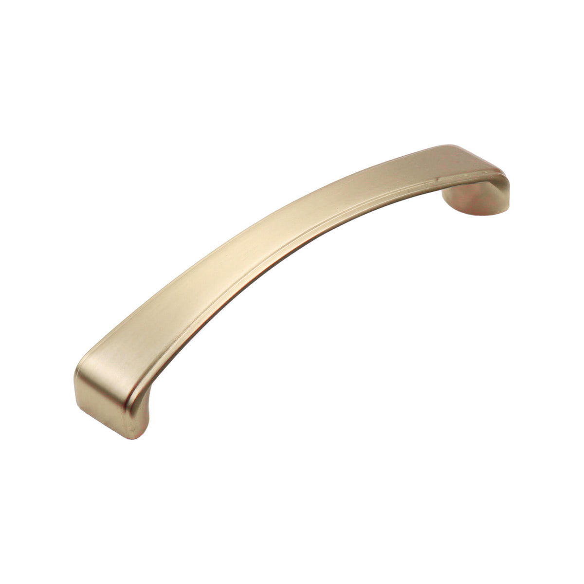 Brushed gold arched bar pull with curved ends, option No. 12, 128 mm.