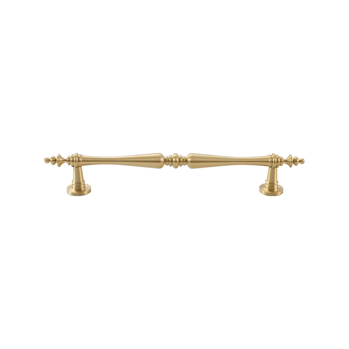 Brushed gold decorative bar pull with tapered center, option No. 16, 160 mm.