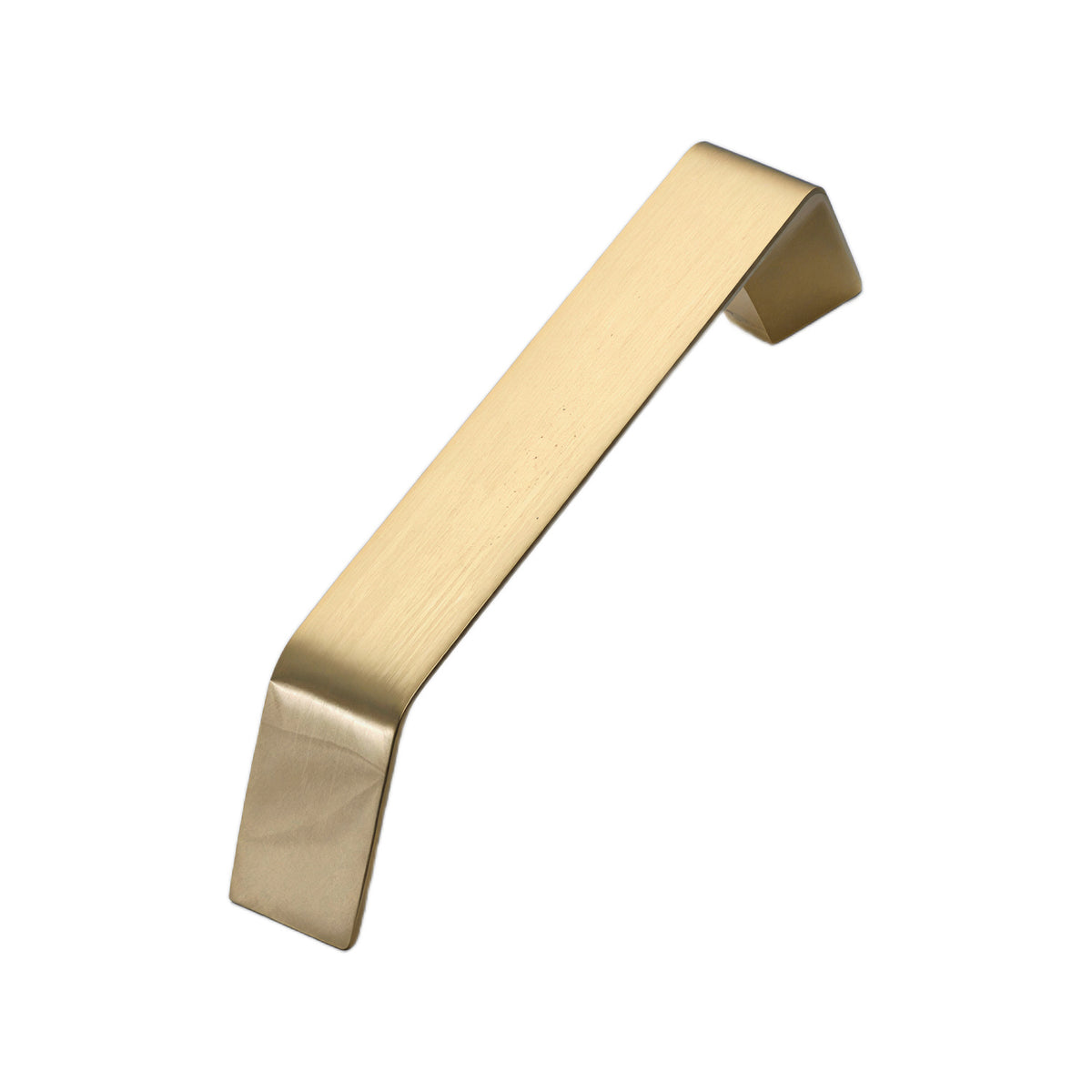 Brushed gold flat bar pull with angled ends, option No. 7, 107 mm.