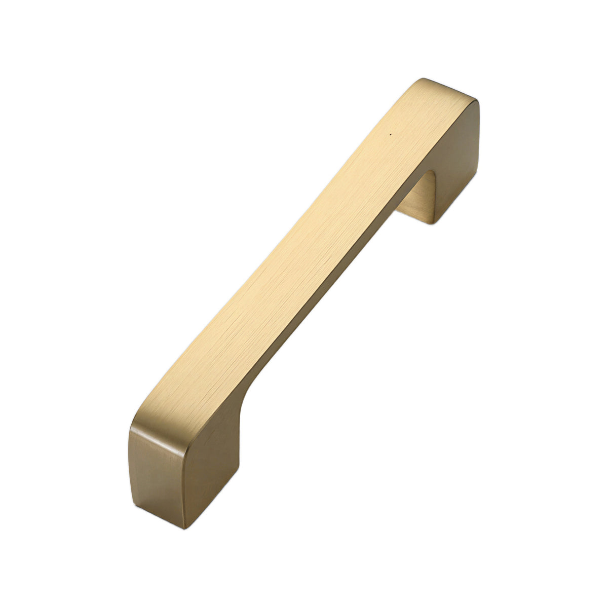 Brushed gold flat bar pull with squared ends, option No. 8, 108 mm.