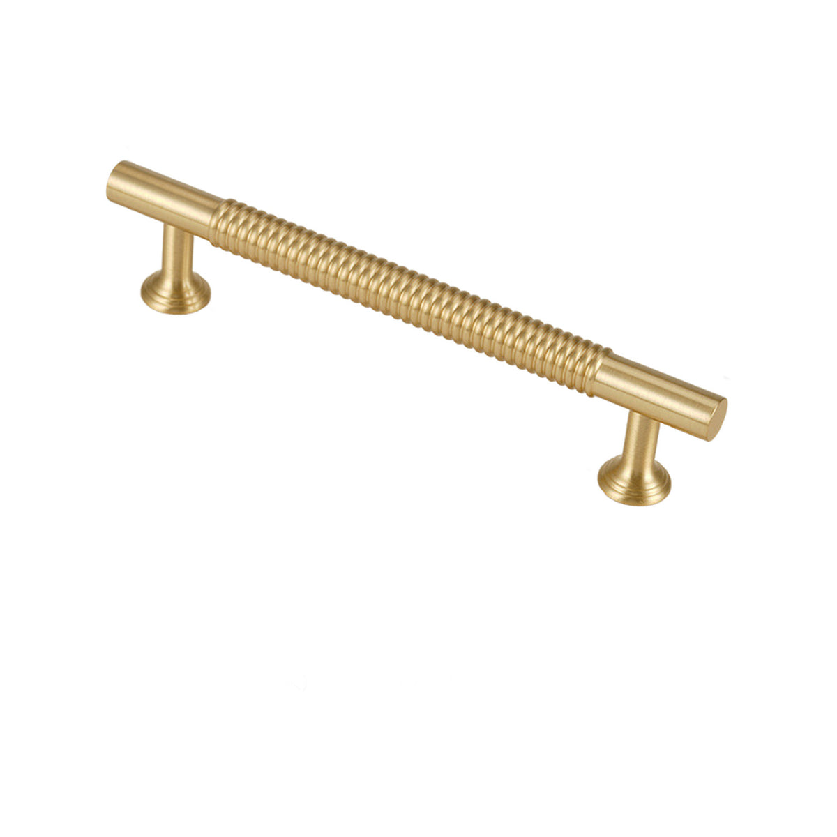 Brushed gold knurled bar pull with round mounting posts, option No. 3, 224 mm.