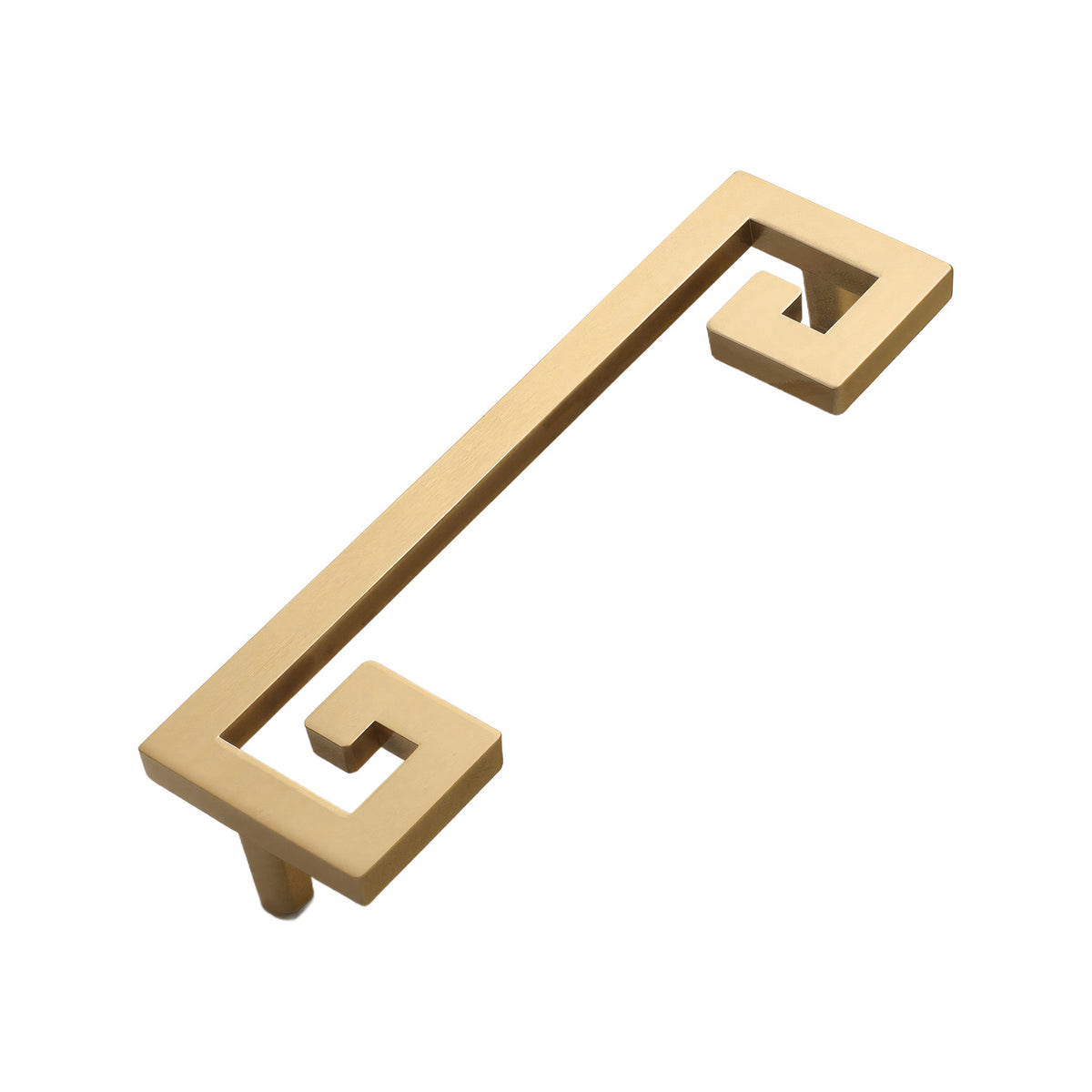 Brushed gold-tone open square-scroll bar pull, option No. 3, 128 mm.