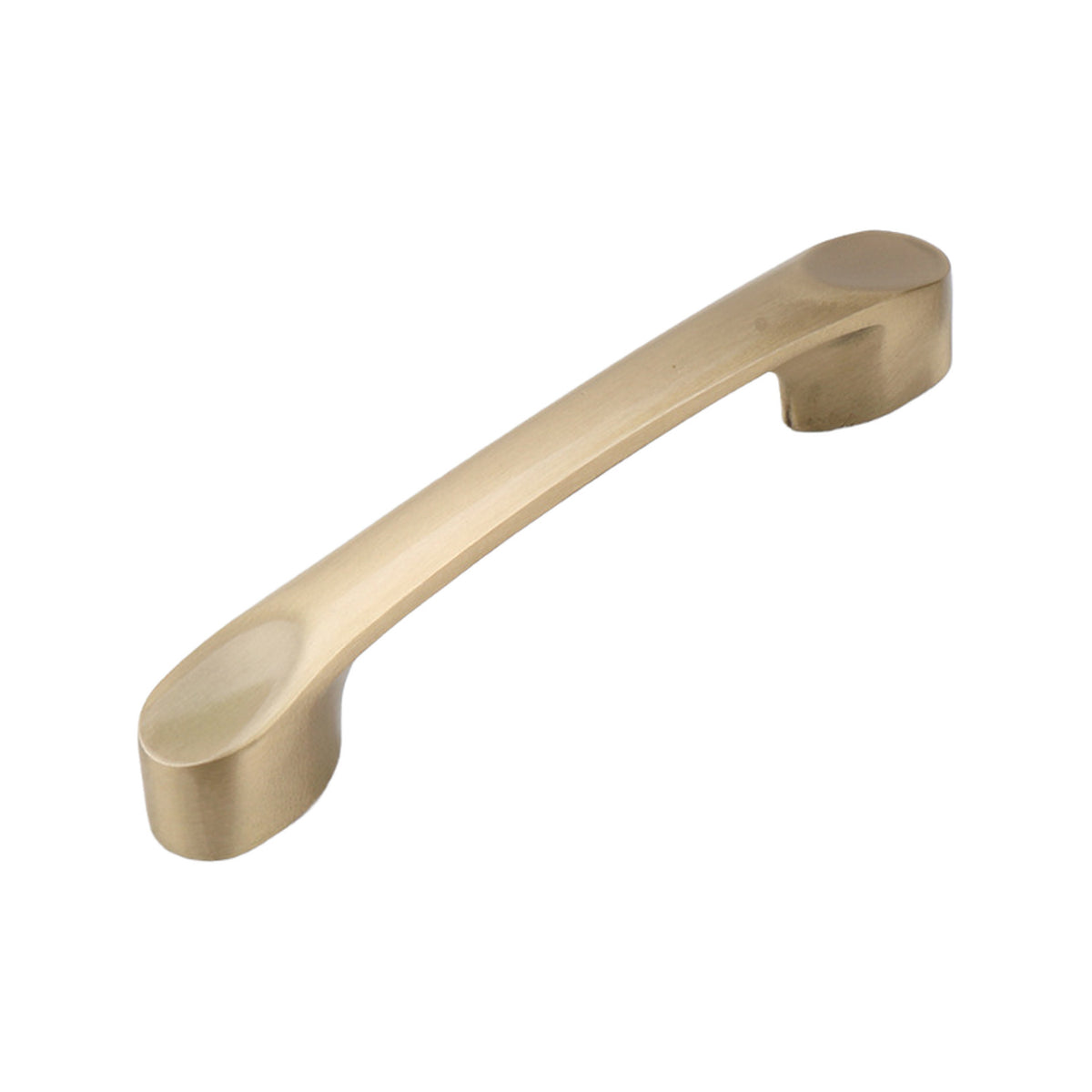 Brushed gold slim bar pull with rounded ends, option No. 4, 121 mm.