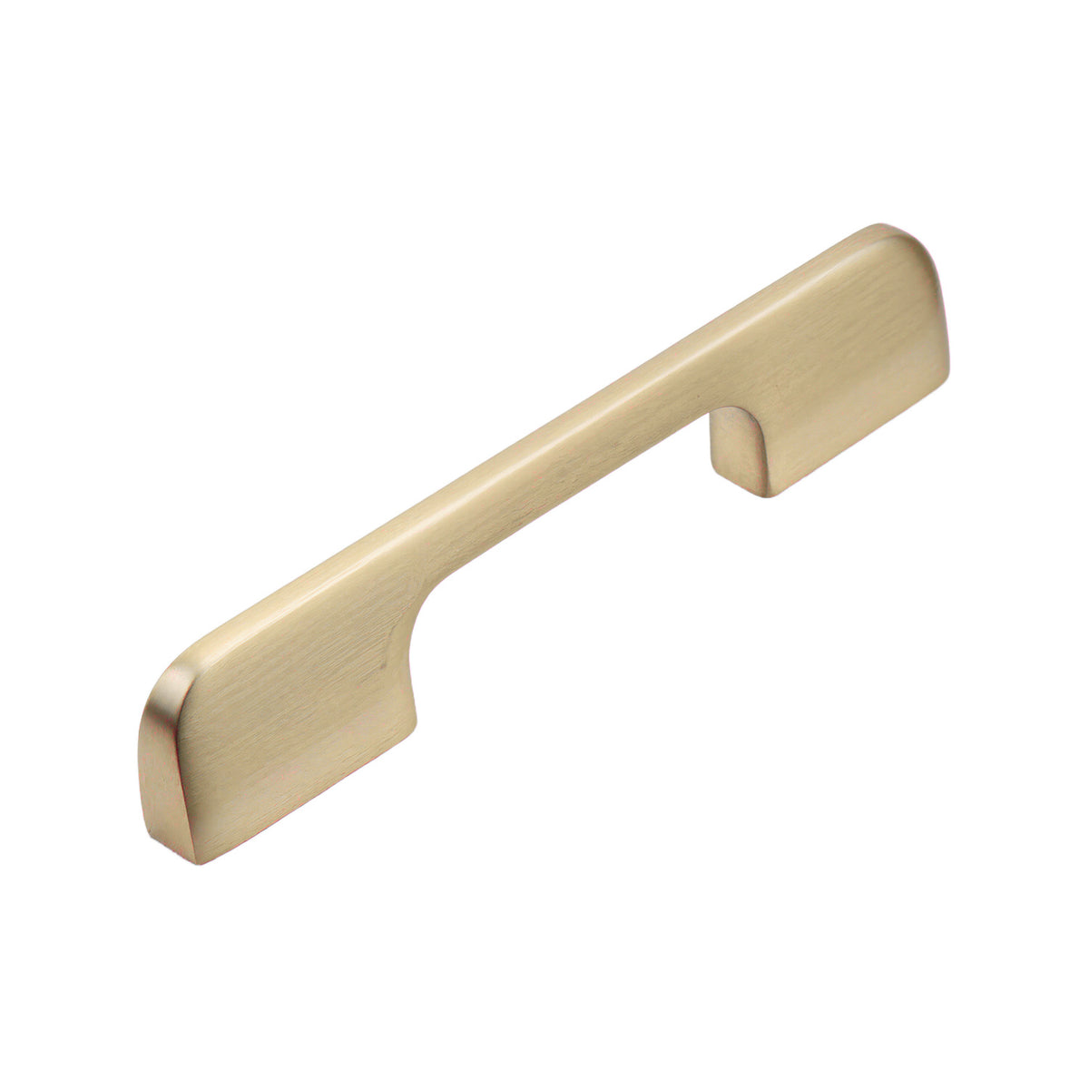 Brushed gold slim bar pull with wide rounded ends, option No. 10, 96 mm.