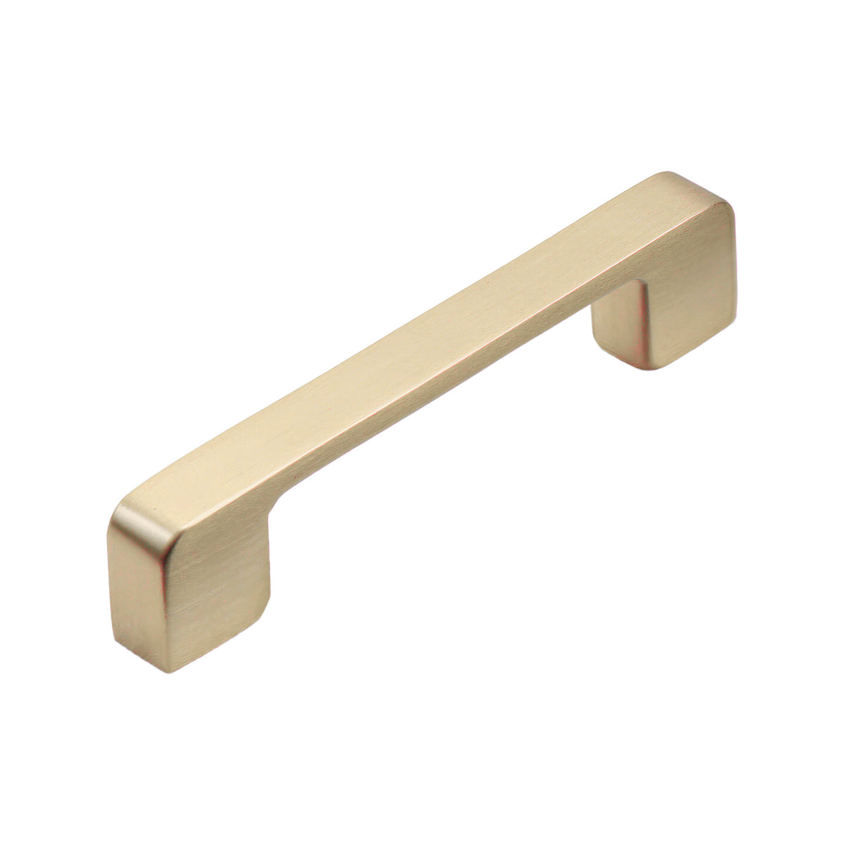 Brushed gold straight bar pull with block-shaped ends, option No. 9, 96 mm.