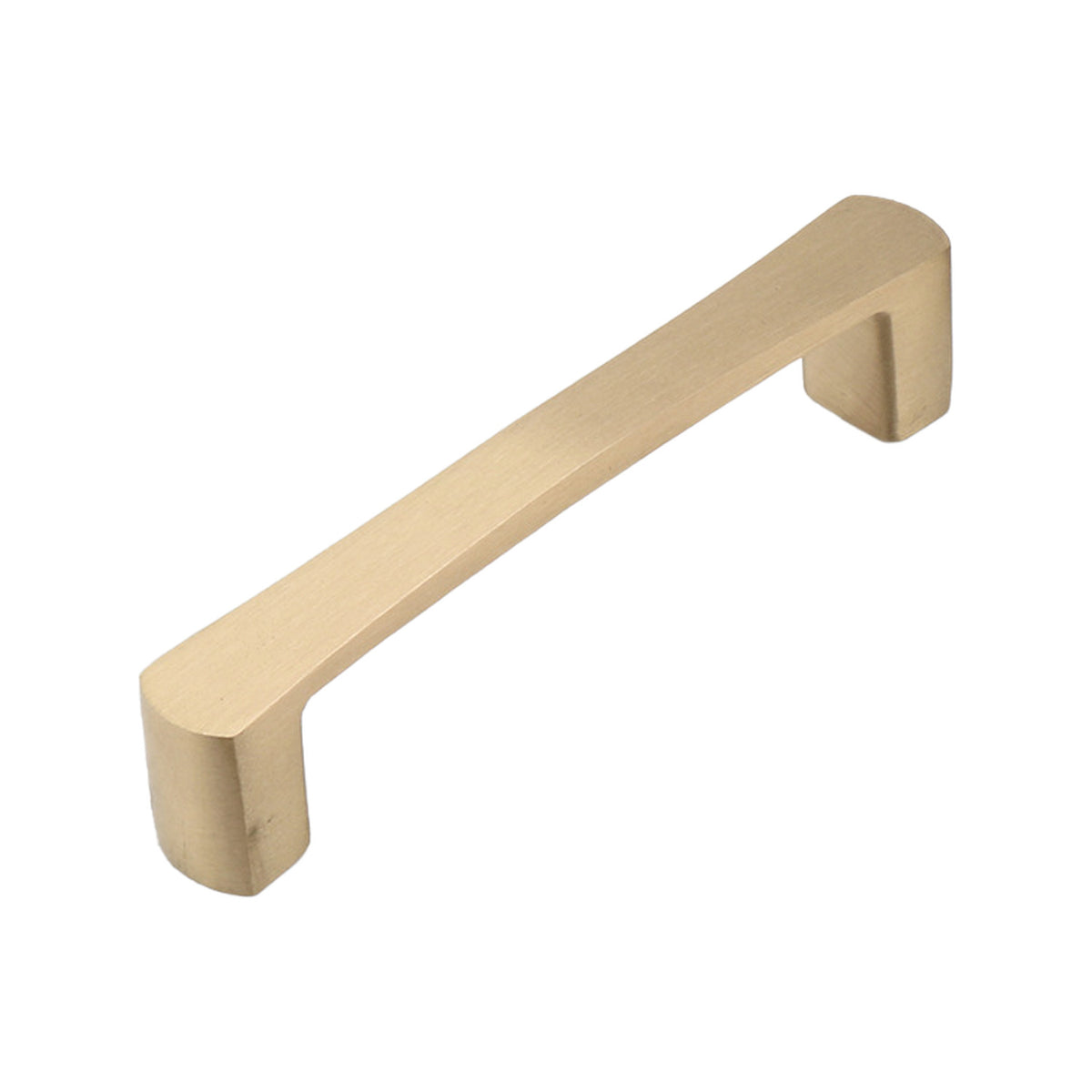 Brushed gold straight bar pull with square legs, option No. 3, 106 mm.