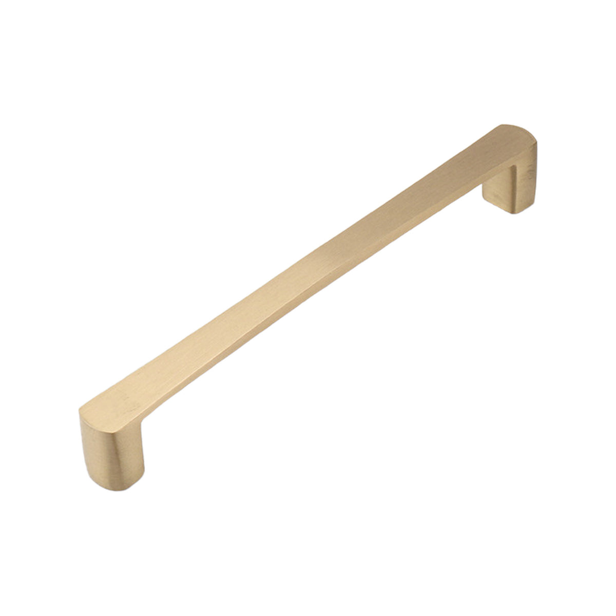 Brushed gold straight bar pull with square legs, option No. 3, 138 mm.