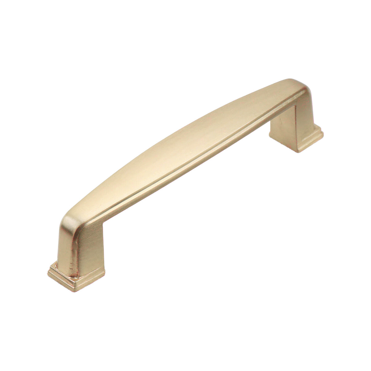 Brushed gold straight bar pull with stepped mounting feet, option No. 11, 96 mm.