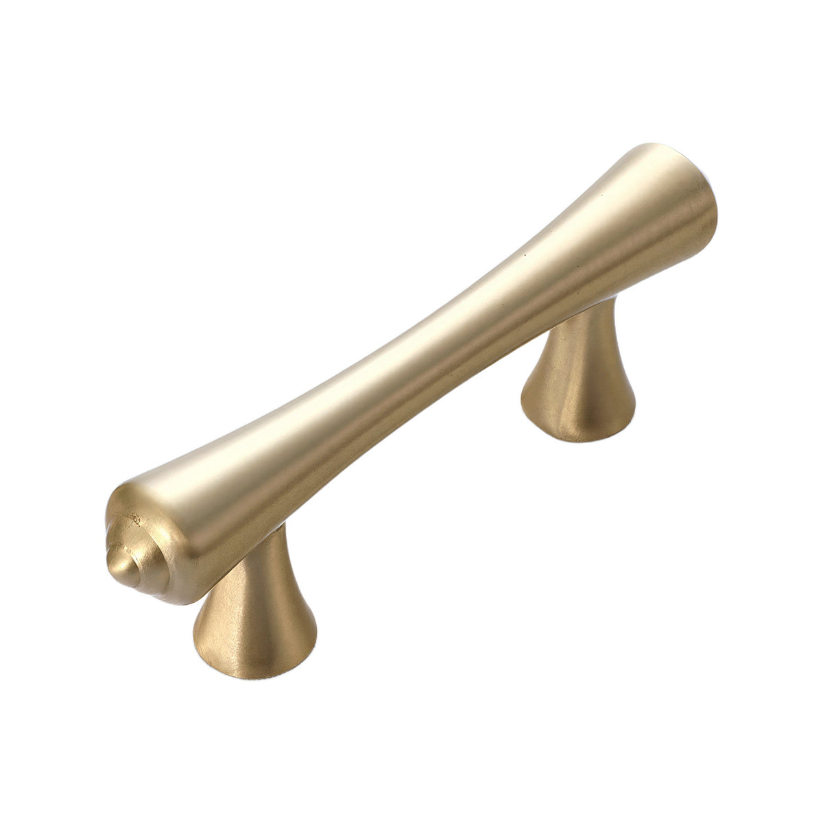 Brushed gold tapered bar pull, 64 mm.