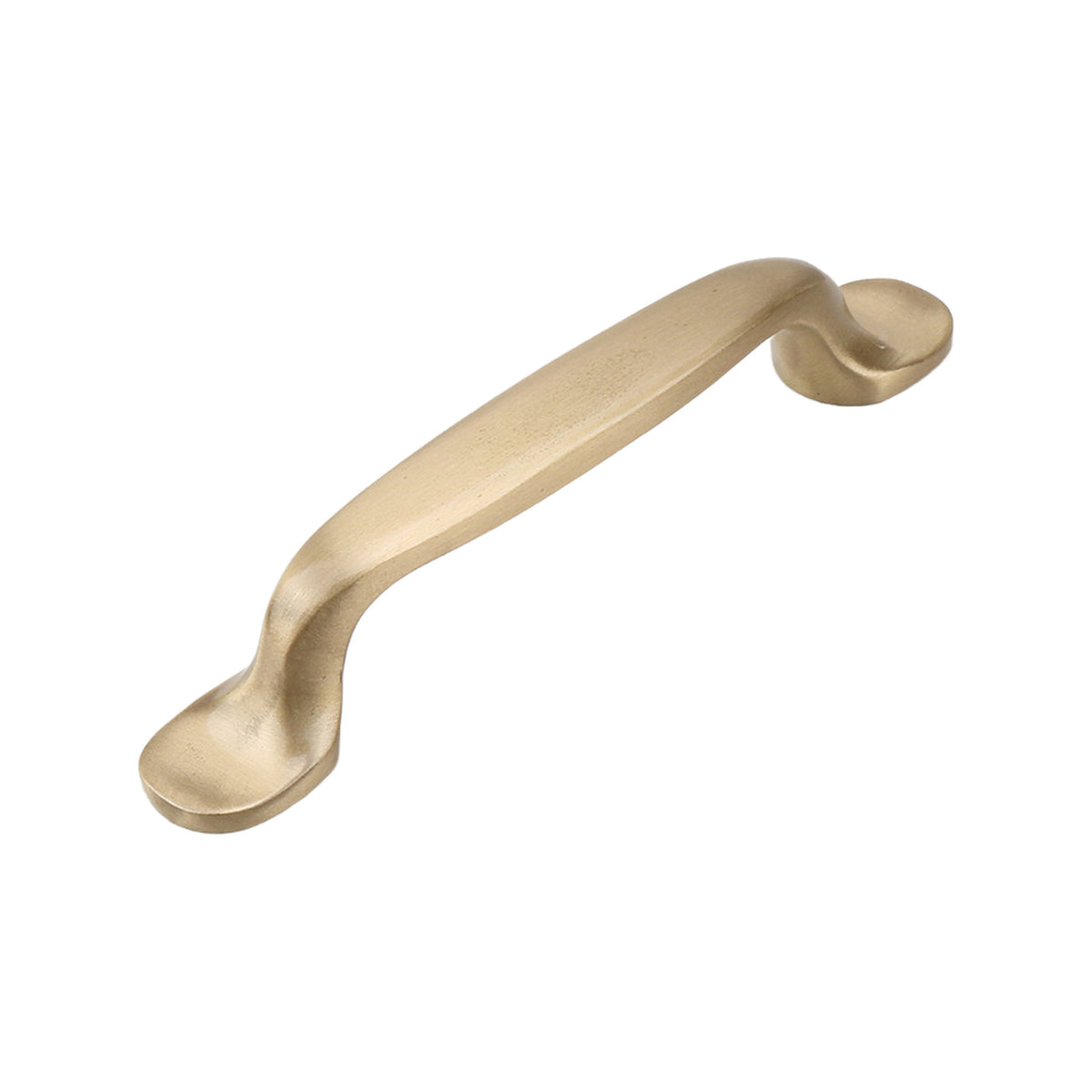 Brushed gold tapered bar pull with round ends, option No. 5, 130 mm.