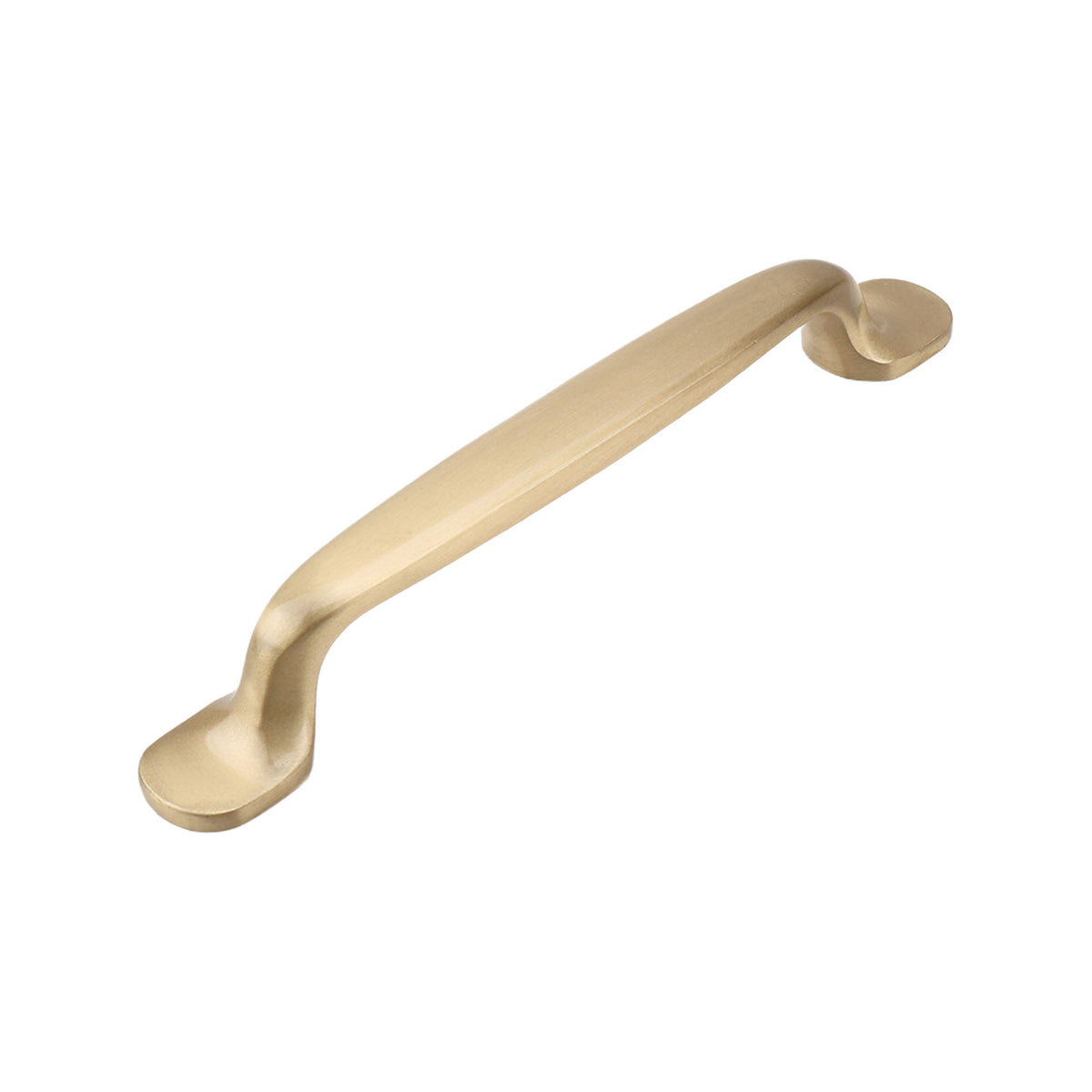 Brushed gold tapered bar pull with round ends, option No. 5, 163 mm.