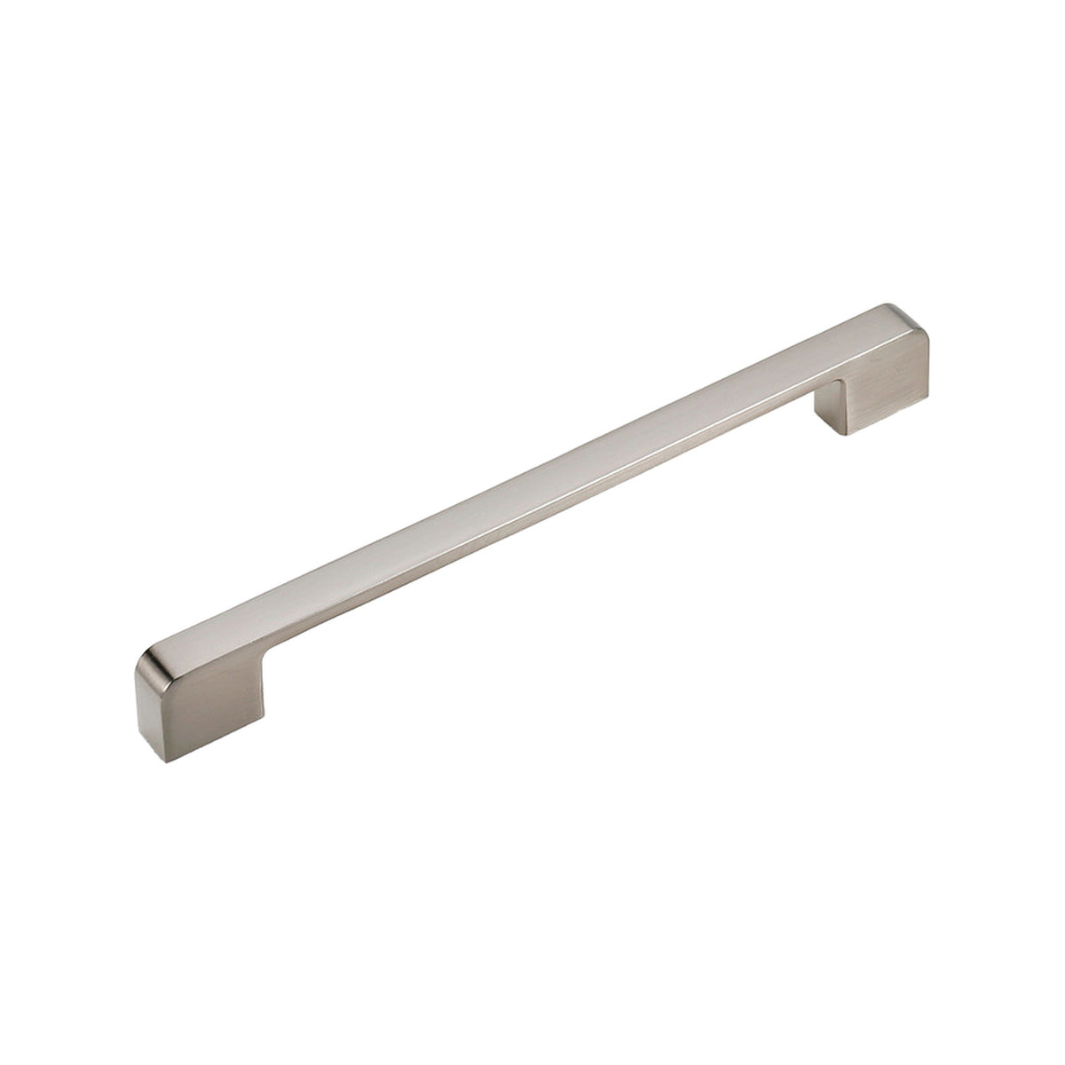 Brushed silver-tone straight bar pull with squared ends, option No. 2, 192 mm.