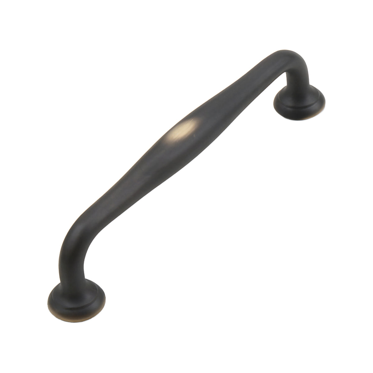 Coffee-brown bar pull with an angled tapered grip and curved ends, 128 mm, option No. 2.