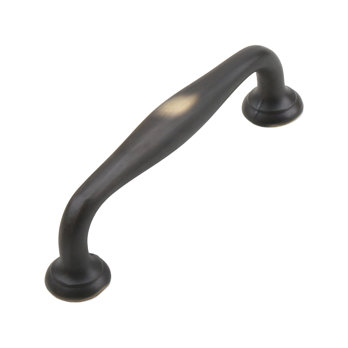 Coffee-brown bar pull with an angled tapered grip and curved ends, 96 mm, option No. 2.