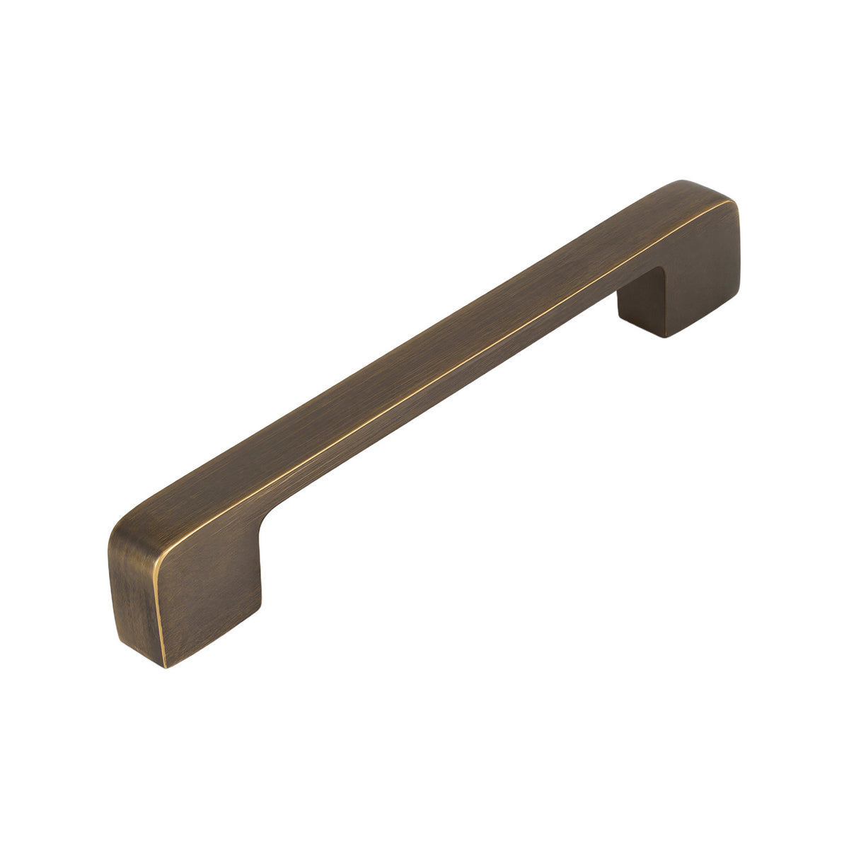 Coffee brown straight bar pull with square ends, 128 mm.